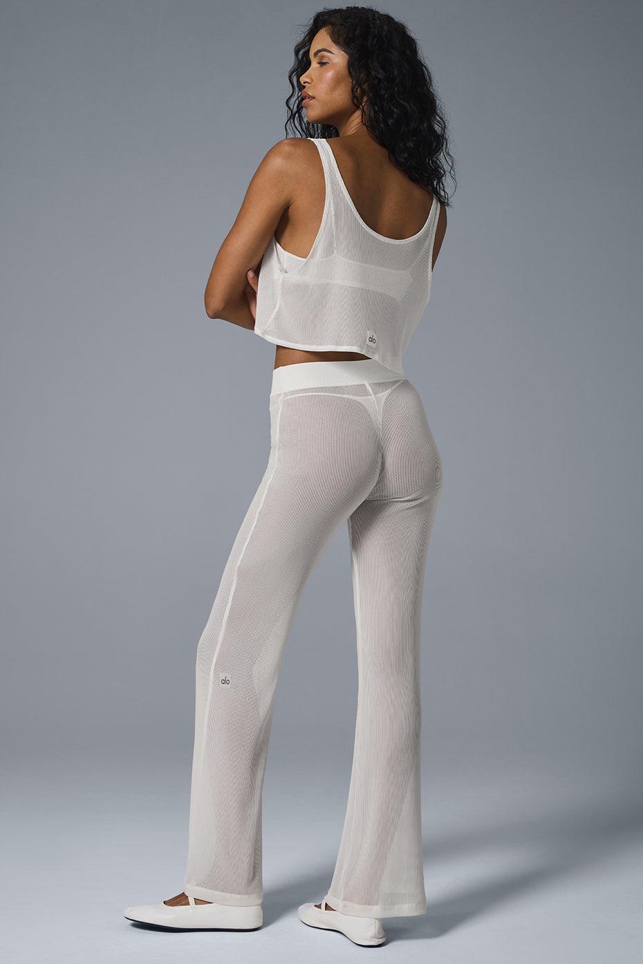 Striped Mesh Tropical Nights Flare Pant - Ivory Female Product Image
