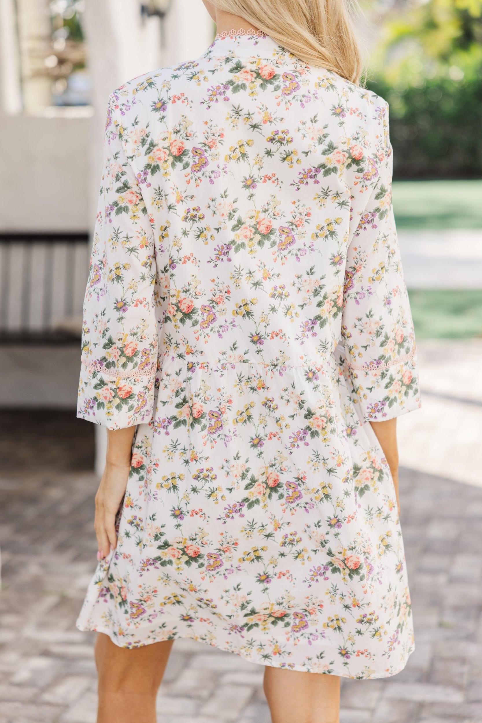 Believe In Yourself Ivory Ditsy Floral Dress Female Product Image