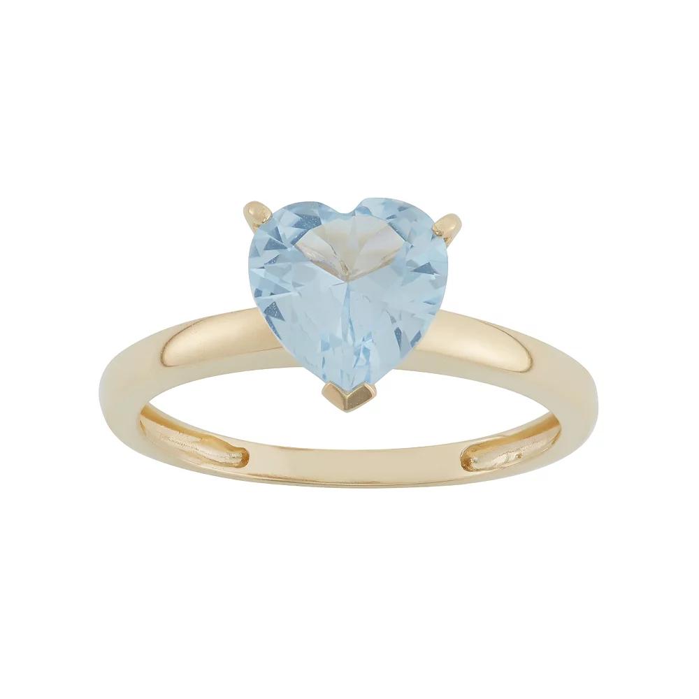 Designs by Gioelli Lab-Created Aquamarine 10k Gold Heart Ring, Women's, Size: 7, Blue Product Image