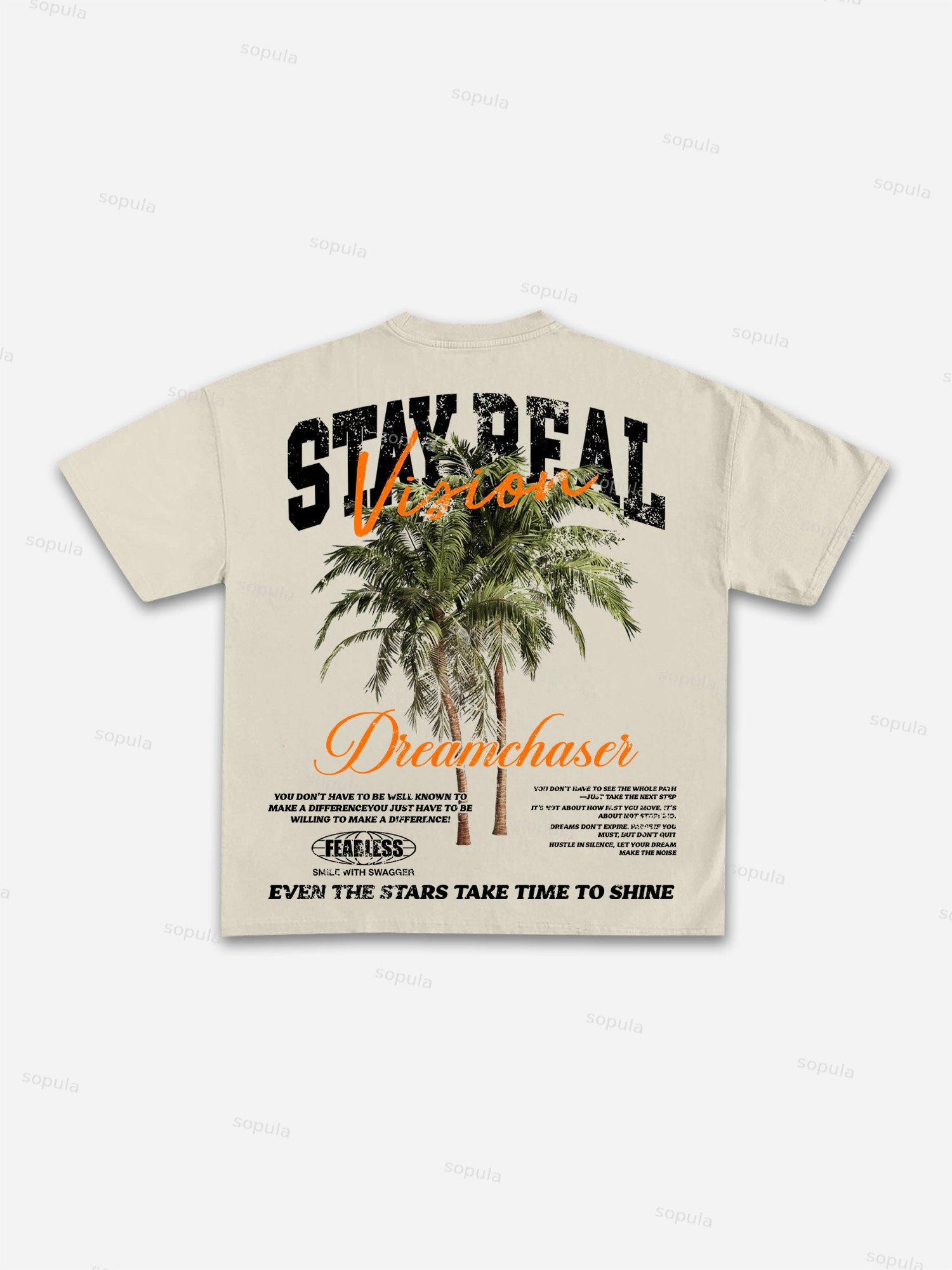 Stay Real Coconut Vacation Vintage Graphic Cotton T-shirt Product Image
