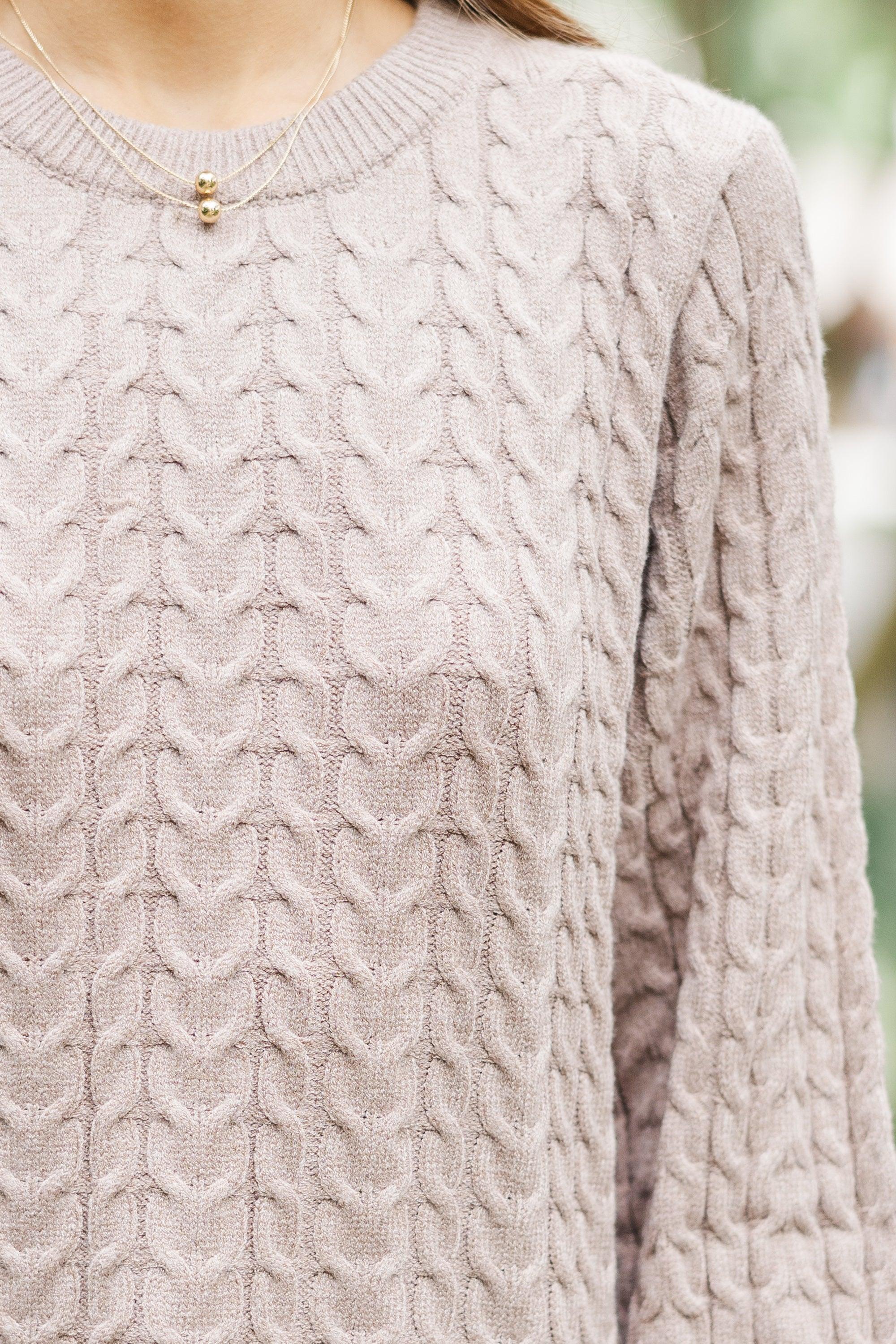 Invest In Cozy Mocha Brown Cable Knit Sweater Female Product Image