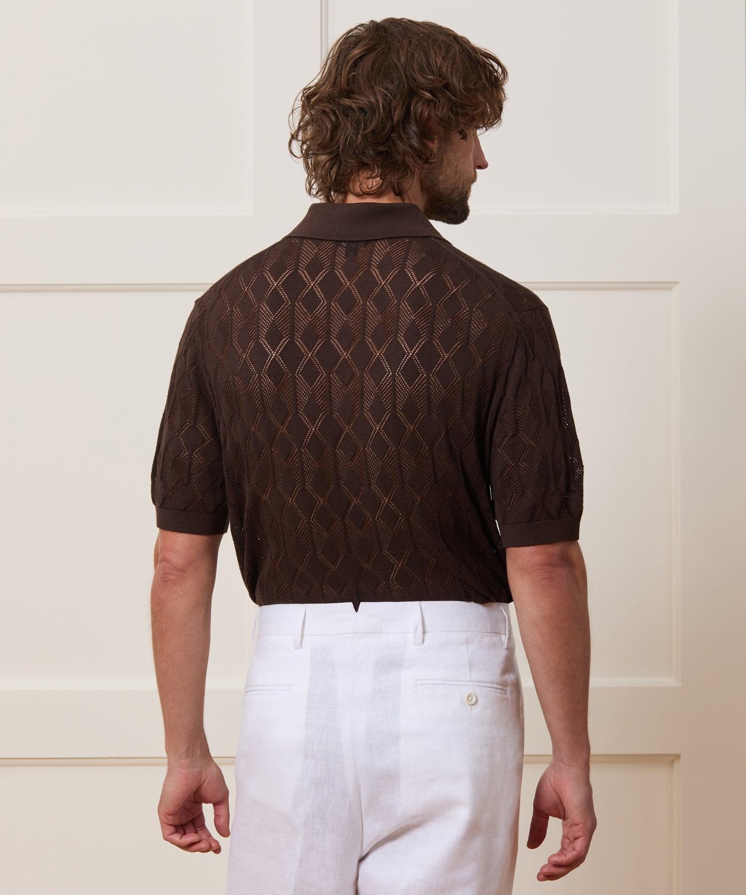 Silk-Cotton Diamond Sweater Polo Product Image