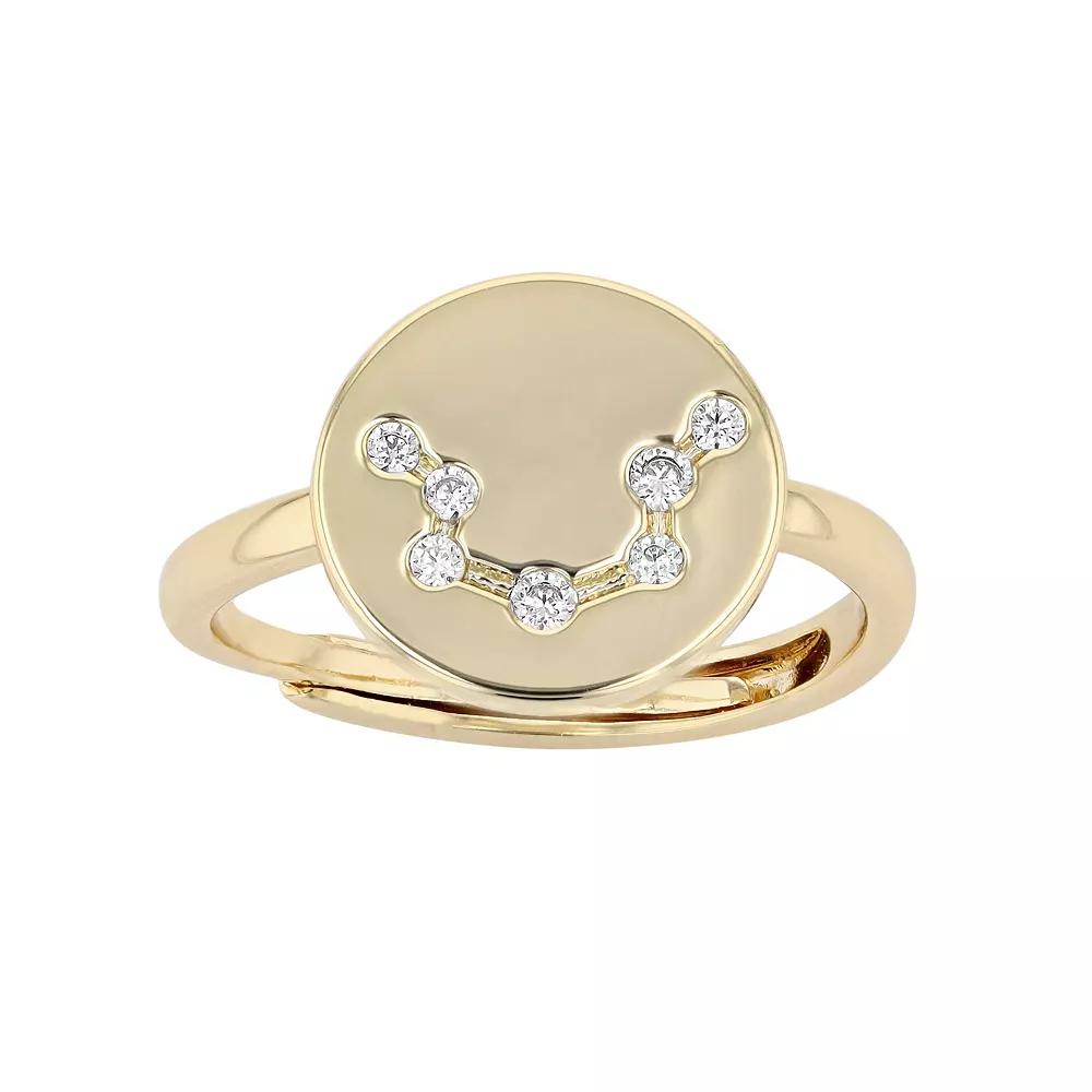 City Luxe Horoscope Cubic Zirconia Disk Horoscope Adjustable Ring, Women's, Gold Tone Scorpio Product Image