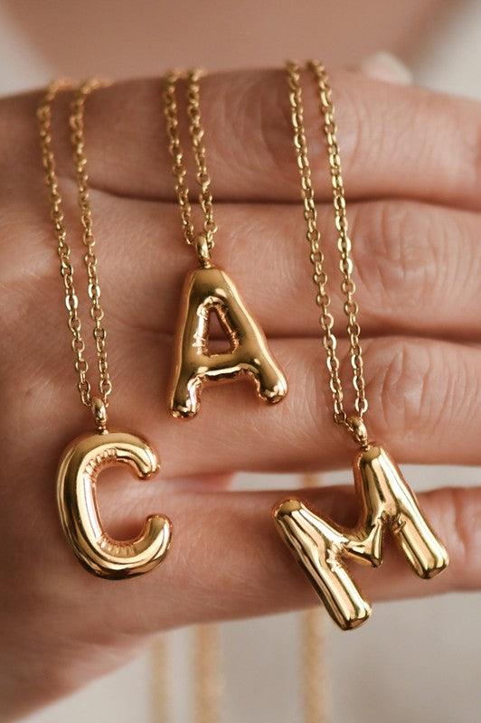 Balloon Initial Gold Necklace Product Image