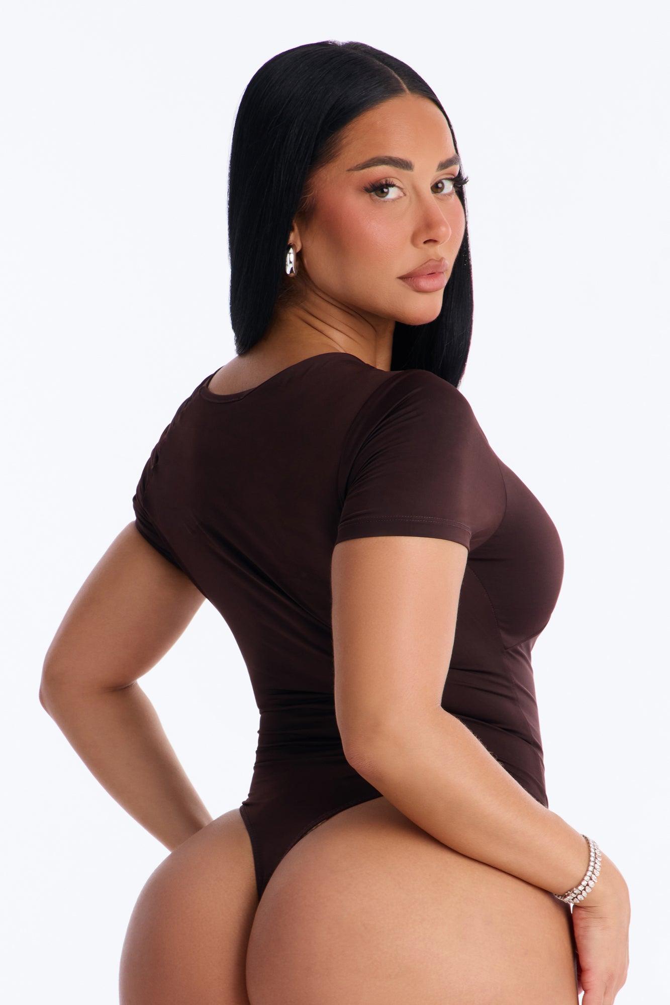 Twist It Up Cut Out Bodysuit - Chocolate Female Product Image