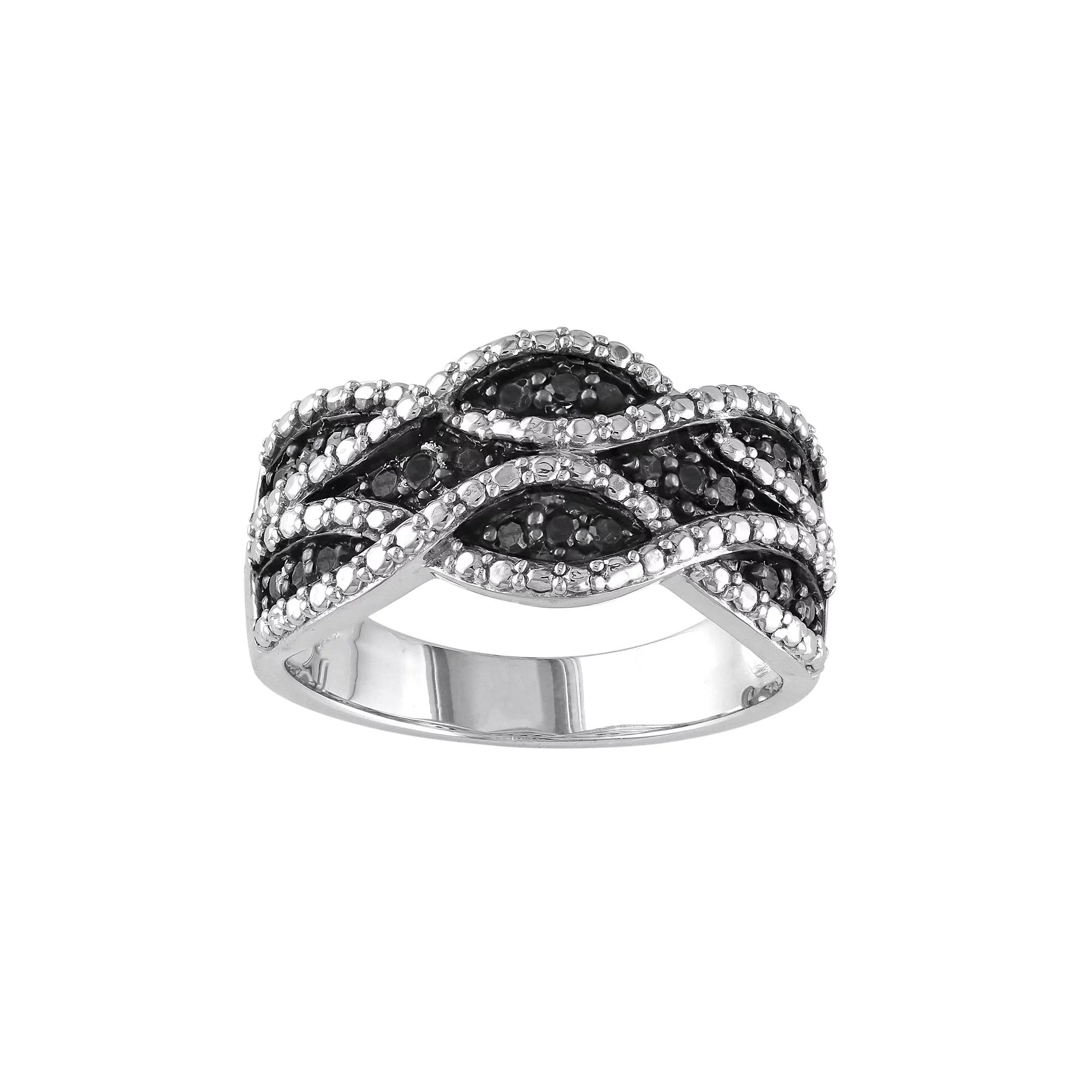 Stella Grace Sterling Silver .22-ct. T.W. Black Diamond Woven Ring, Womens Product Image