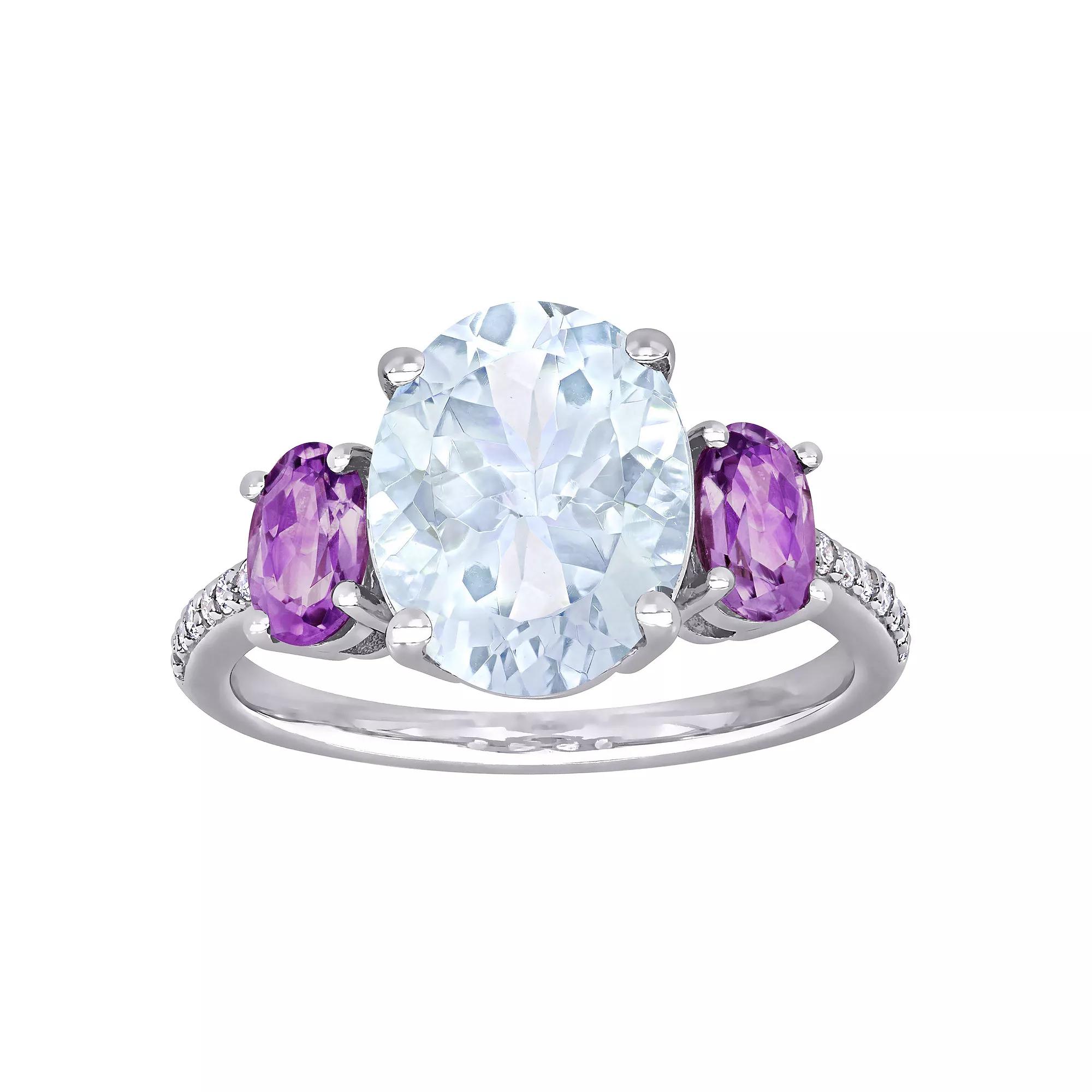 Stella Grace Sterling Silver Aquamarine & Amethyst Ring, Women's, Size: 5, Silver Tone Product Image