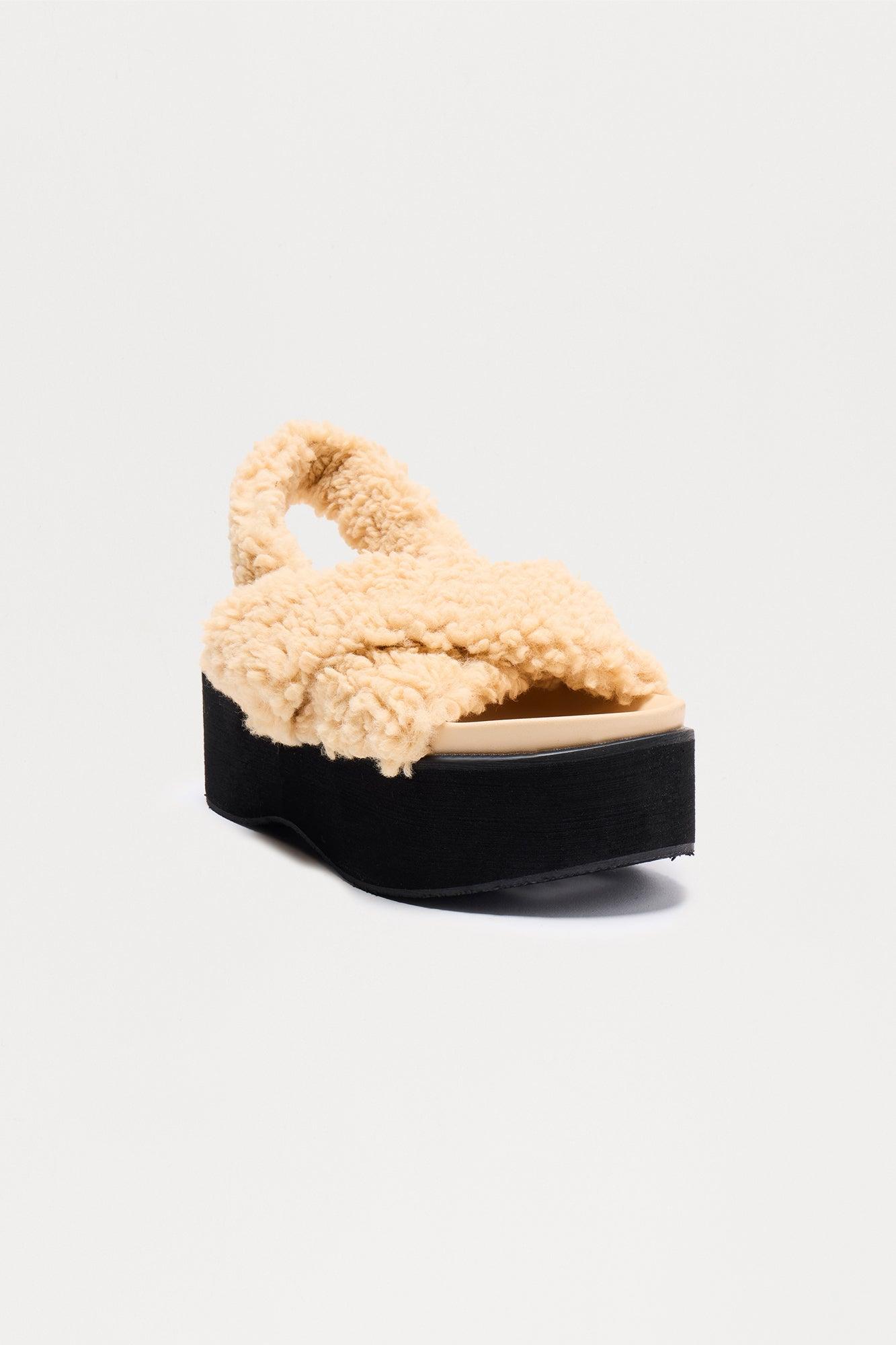 Winika Sherpa Slingback Wedges - Nude Female Product Image