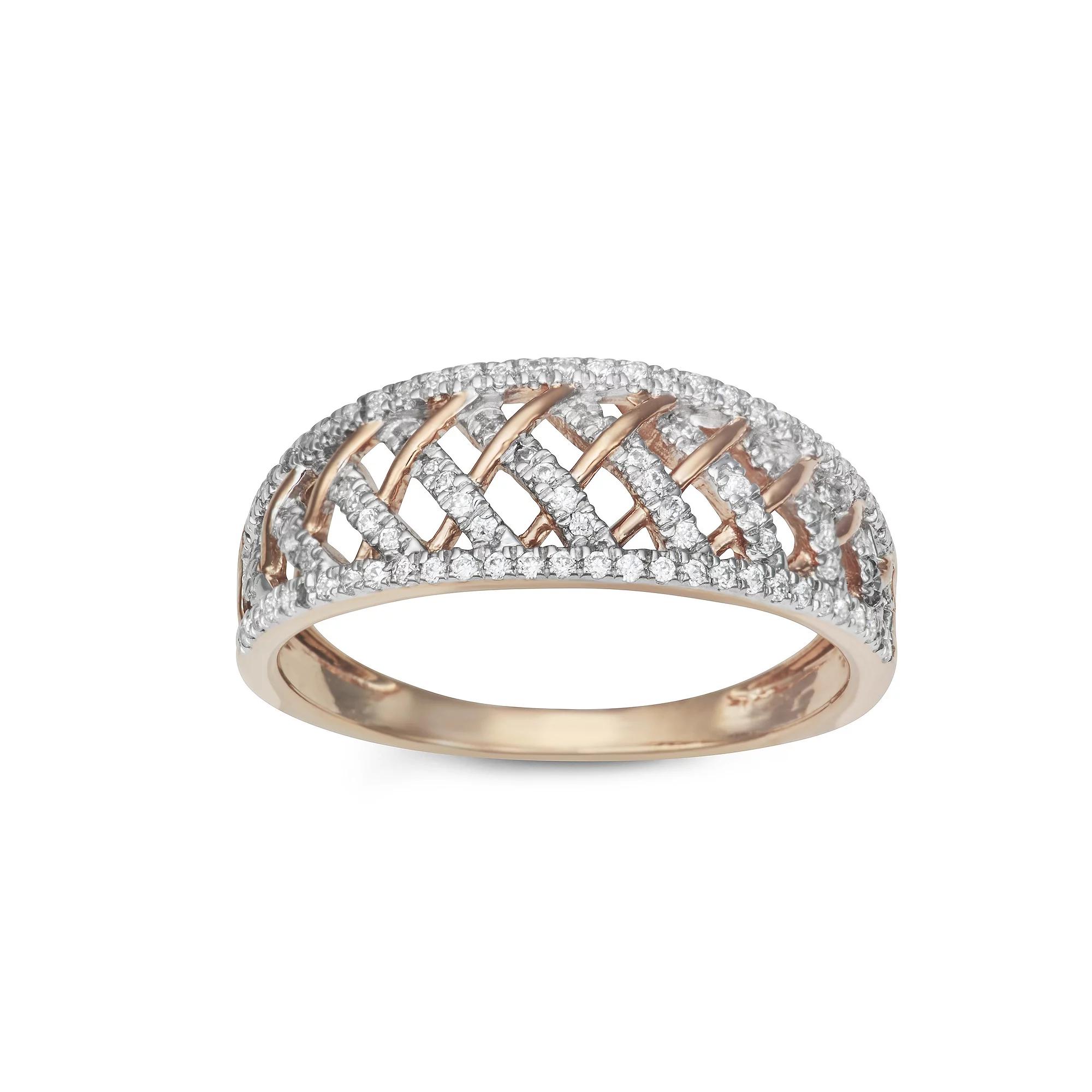 HDI Rose Gold Over Silver 1/3 Carat T.W. Diamond Band, Women's, Size: 5, Pink Tone Product Image