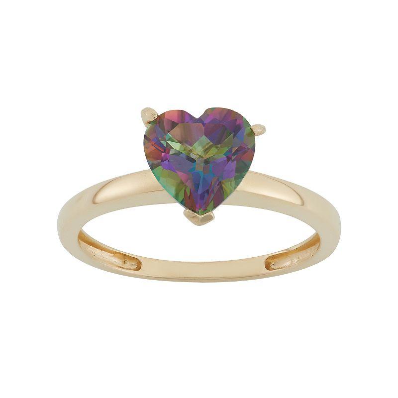 Designs by Gioelli Mystic Topaz 10k Gold Heart Ring, Womens, Green Product Image