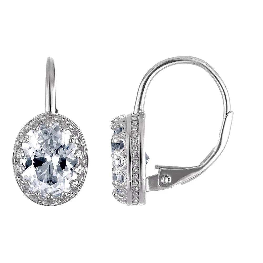 Designs by Gioelli Sterling Silver Gemstone Leverback Earrings, Women's, Cr White Product Image