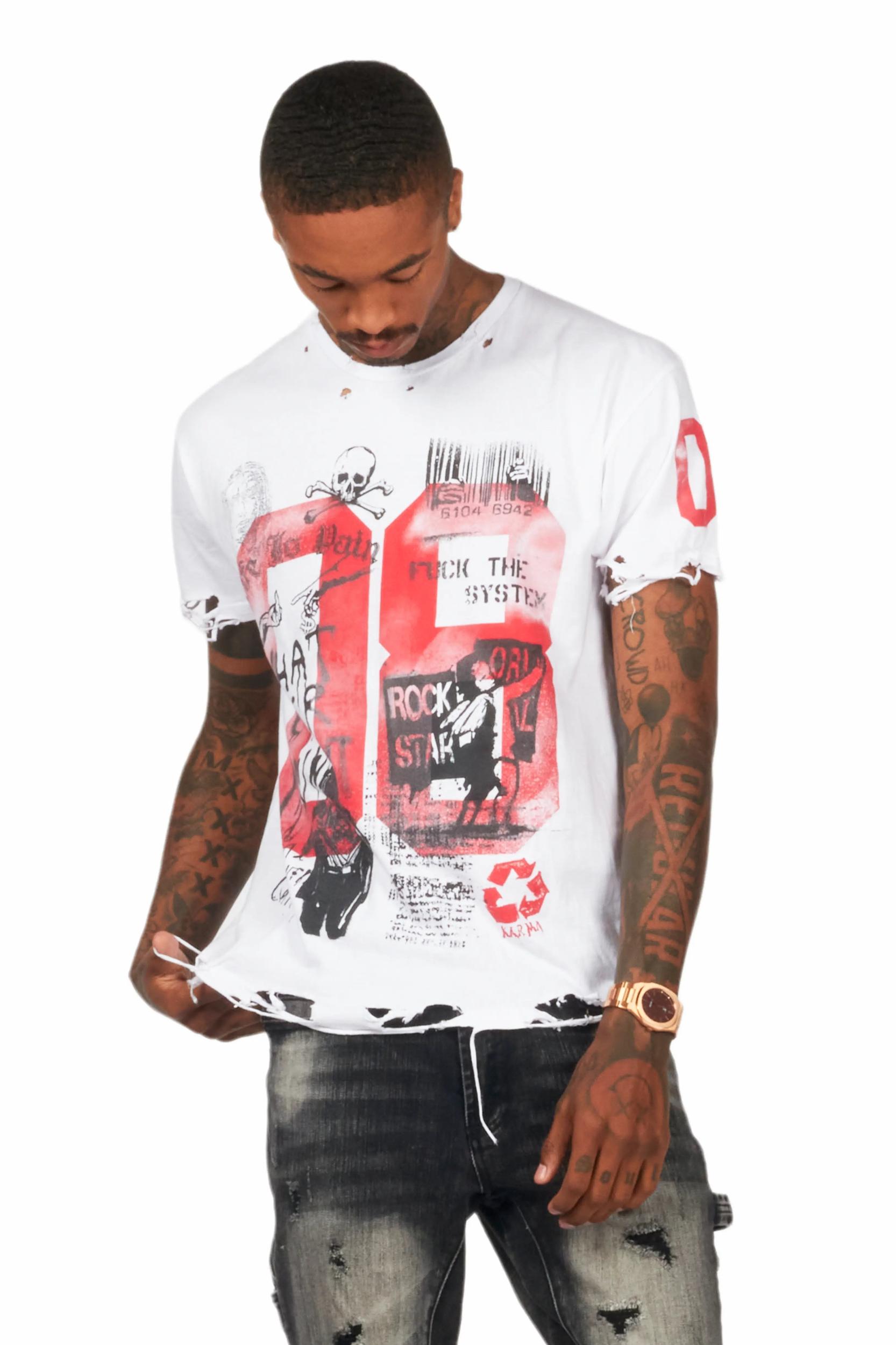 Grill White Graphic Oversized T-Shirt Male Product Image