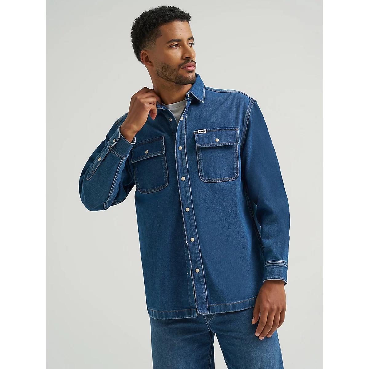 Men's Oversized Denim Shirt in Retro Blue Product Image