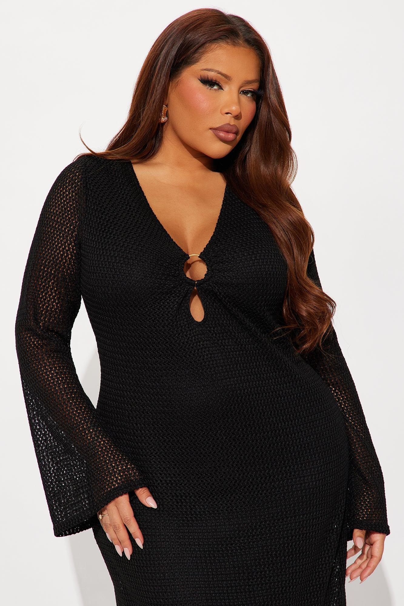 Find Me Poolside Crochet Maxi Dress - Black Female Product Image