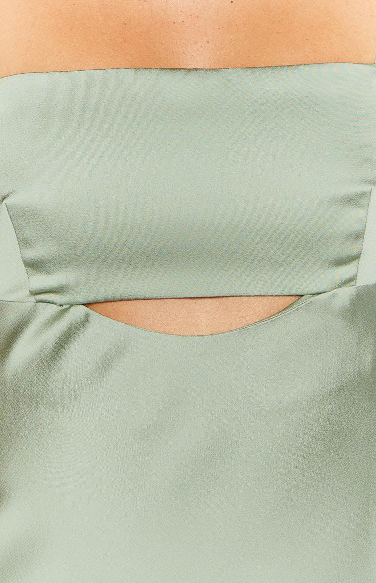 Amour Sage Satin Maxi Dress Product Image