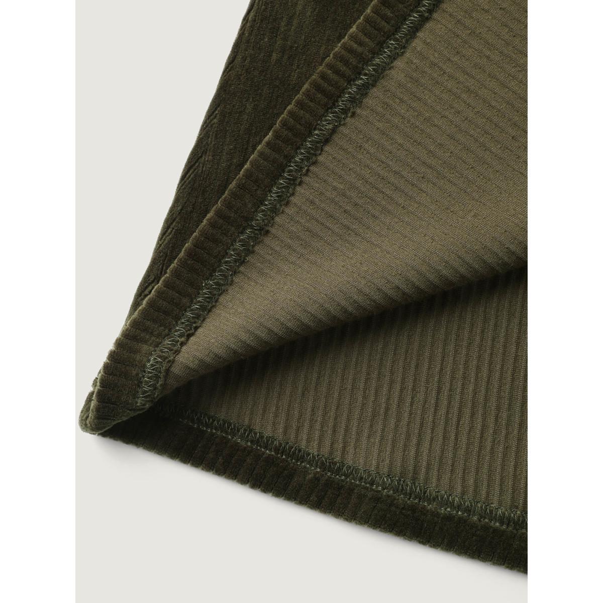 Plus Size Boho Patchwork Button-Down Jacket Women ArmyGreen Leisure Texture Loose Ladies Casual Winter Coats BloomChic 26/4X Product Image