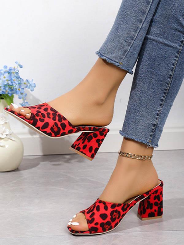 Leopard Open Toe Pumps Sandals Slippers Product Image