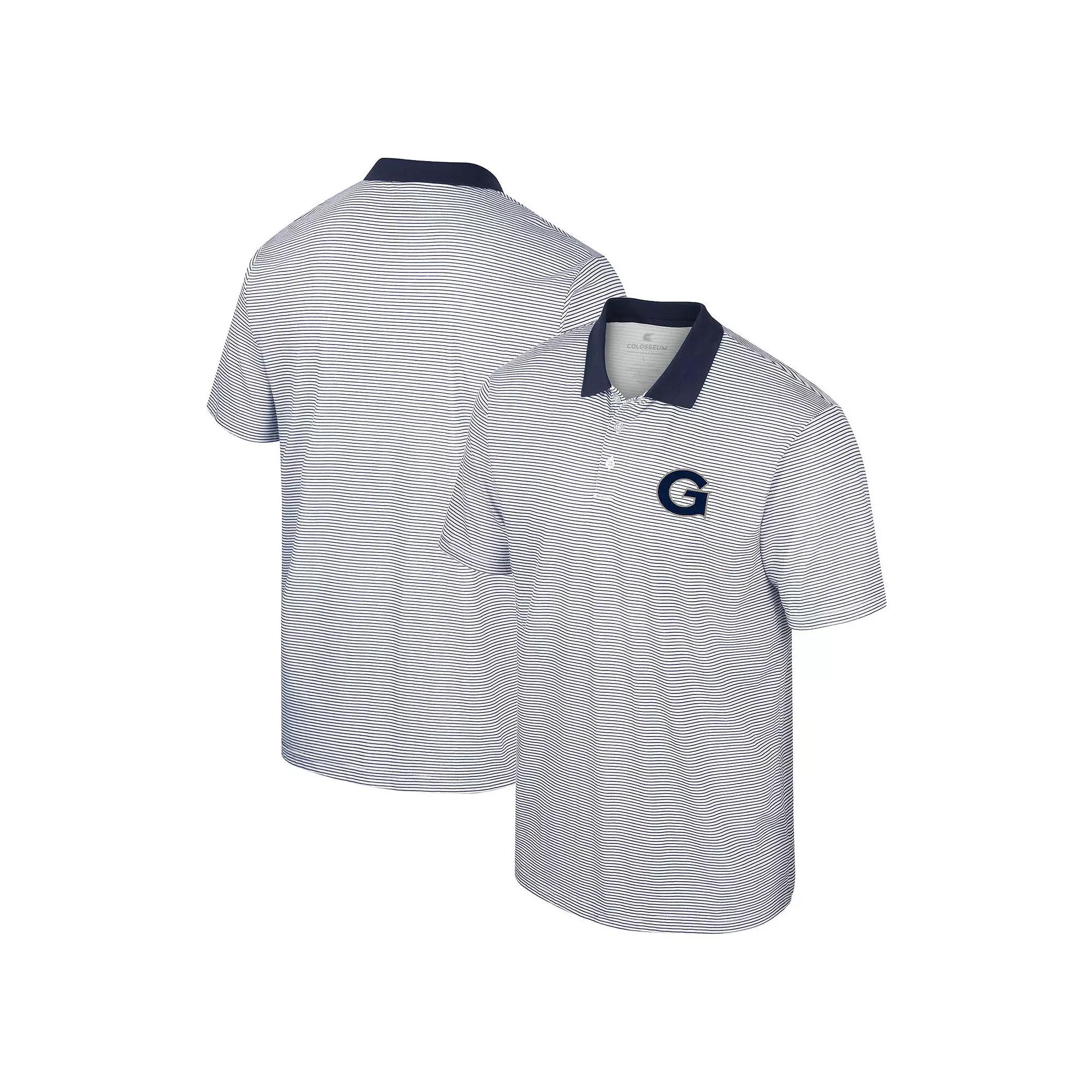 Men's Colosseum White Georgetown Hoyas Print Stripe Polo,  Product Image