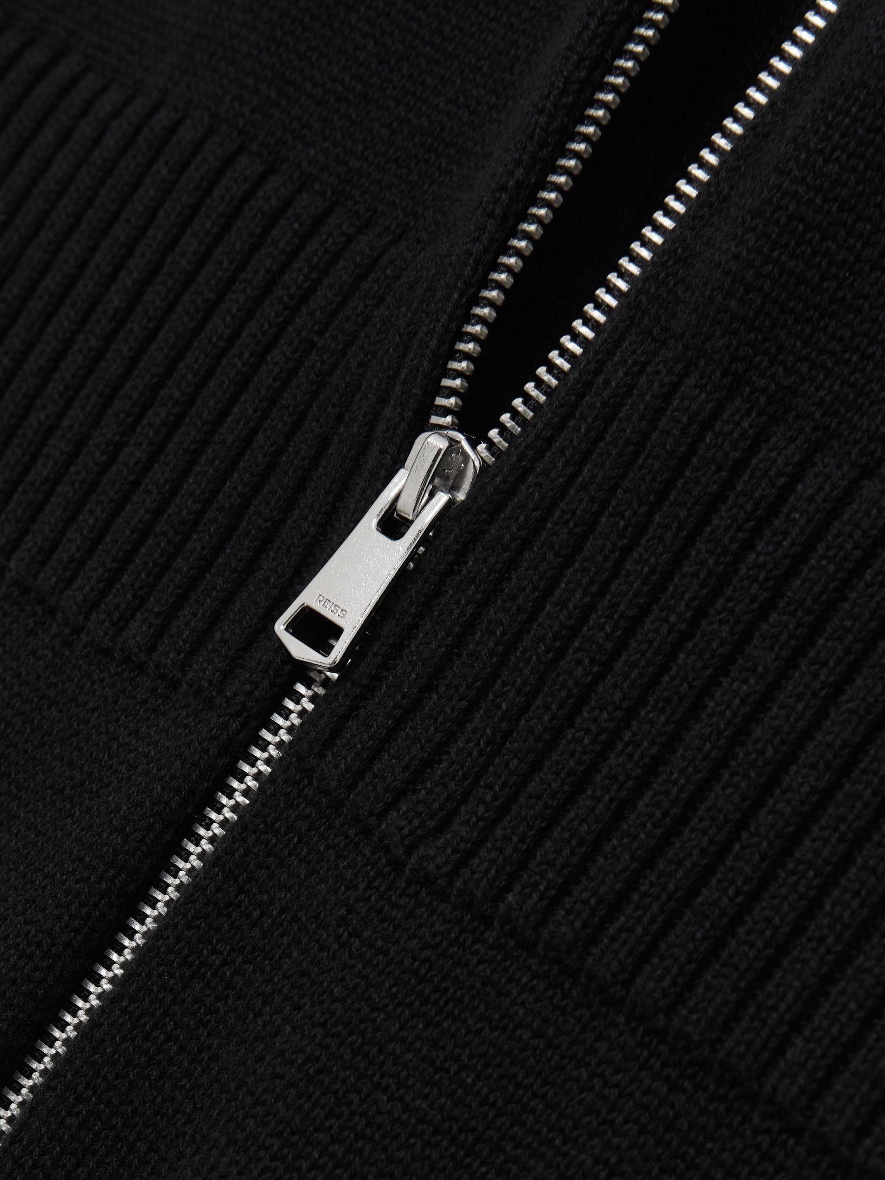 Cotton Knit Zip-Front Jumpsuit in Black Product Image