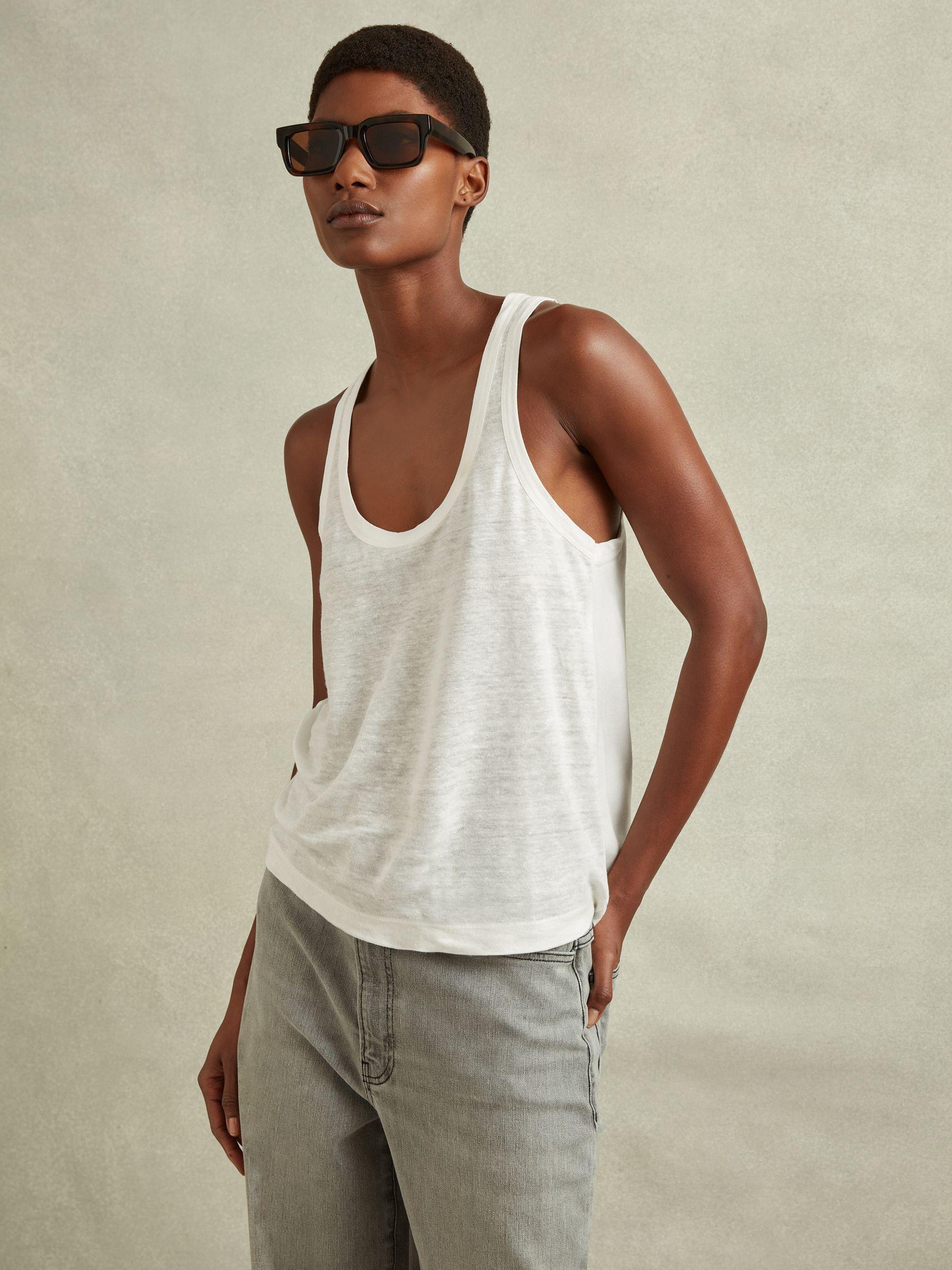 Scoop Neck Vest in White Product Image