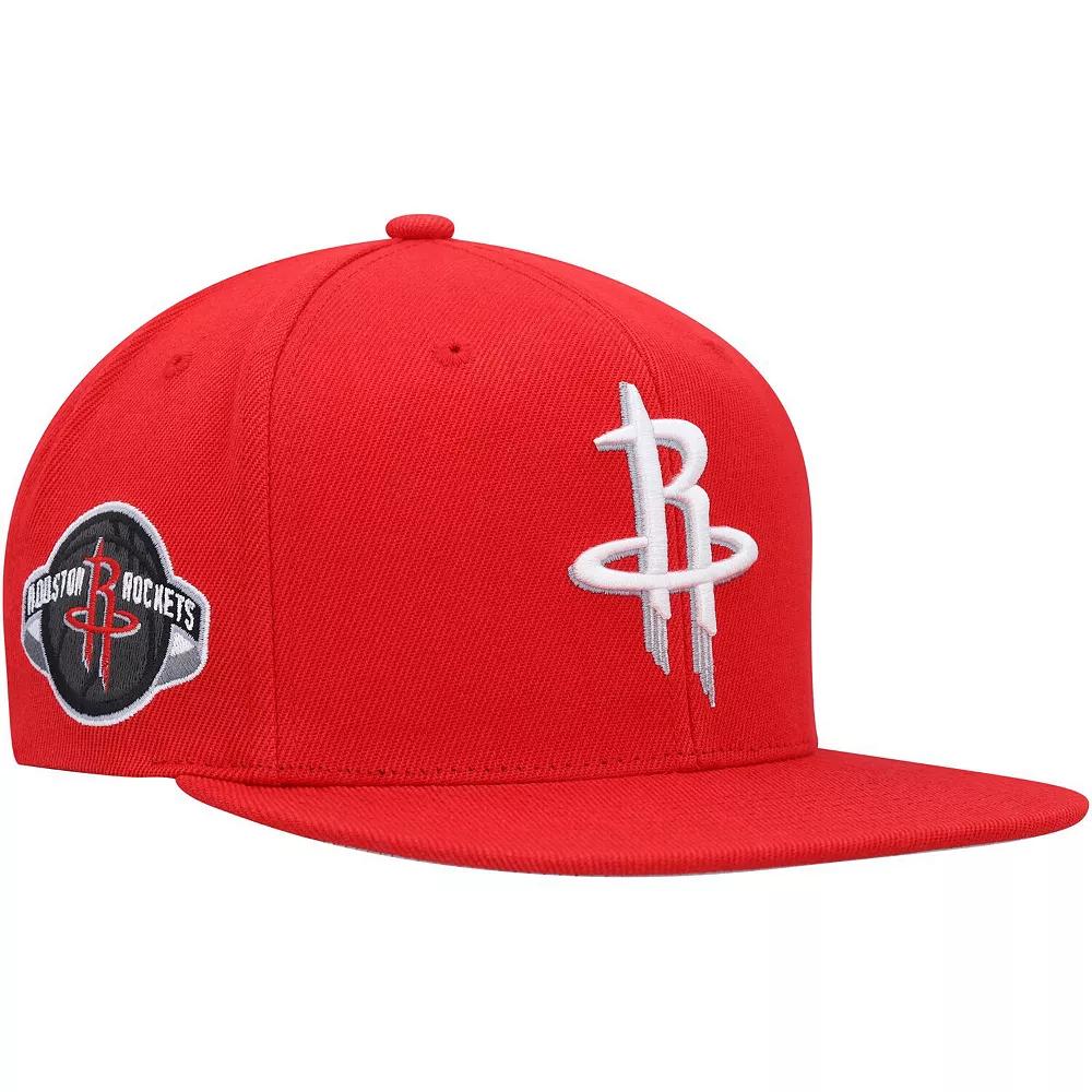 Men's Mitchell & Ness Red Houston Rockets Side Core 2.0 Snapback Hat Product Image