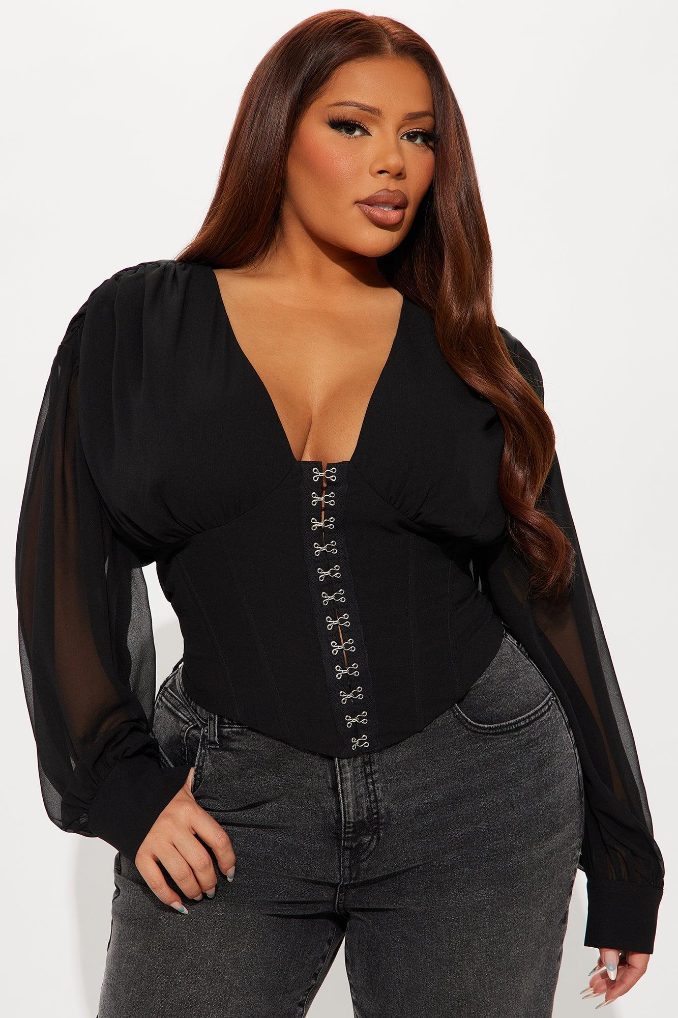 Cute But Psycho Chiffon Corset Top - Black Product Image