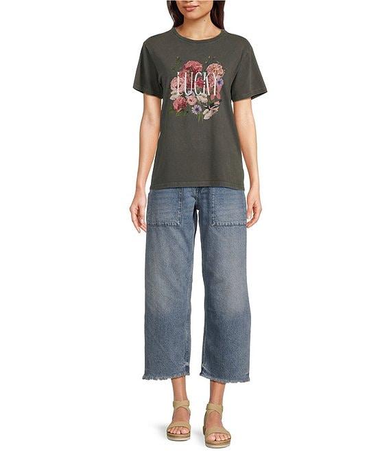 Lucky Brand Knit Bouquet Print Crew Neck Short Sleeve Tee Product Image