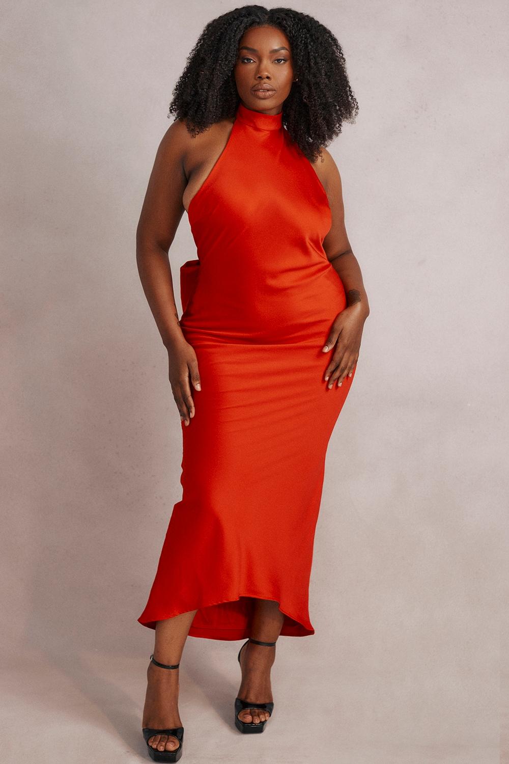 Ilaria  red bow halter dress Product Image