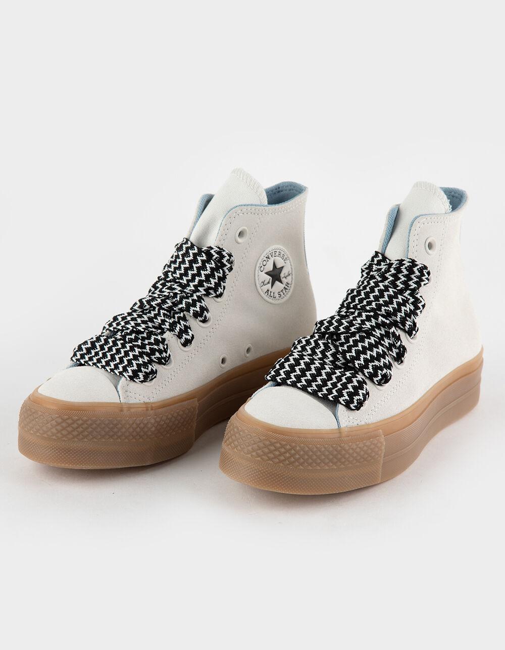 CONVERSE Chuck Taylor All Star Lift Platform Suede Womens High Top Shoes - LILAC Product Image