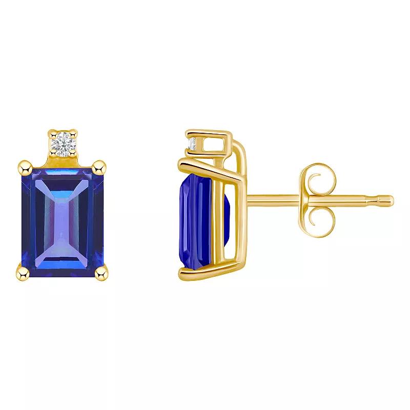 Celebration Gems 14k Gold Gemstone & Diamond Accent Stud Earrings, Women's, Tanzanite Product Image