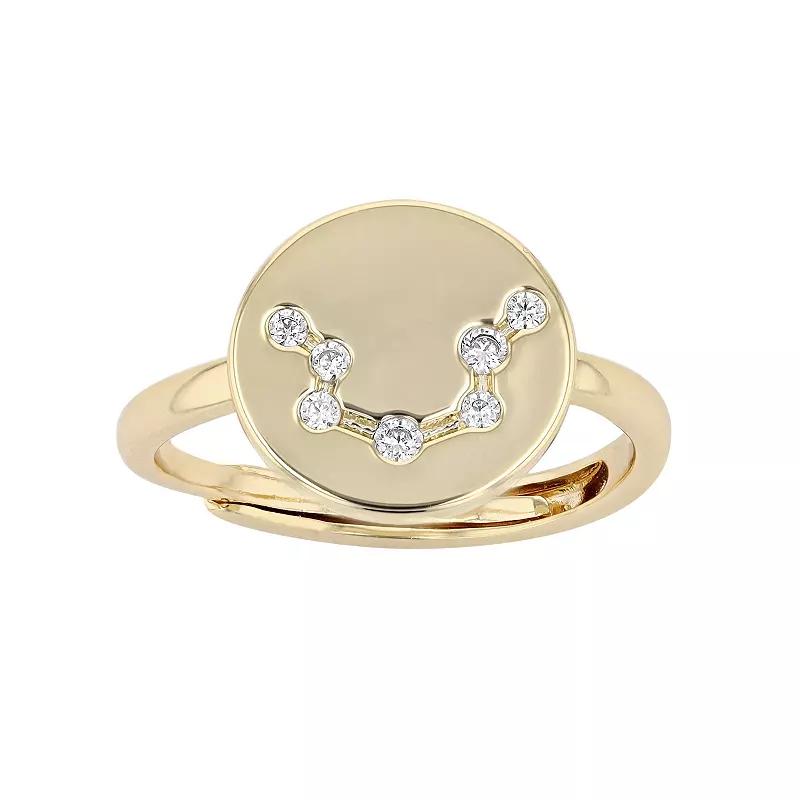 City Luxe Horoscope Cubic Zirconia Disk Horoscope Adjustable Ring, Women's, Gold Tone Scorpio Product Image