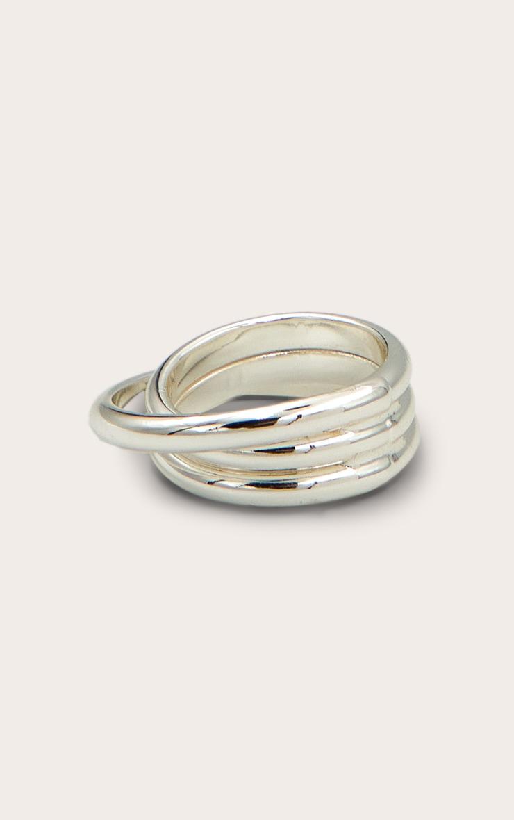 Silver Triple Layer Stacked Ring Product Image