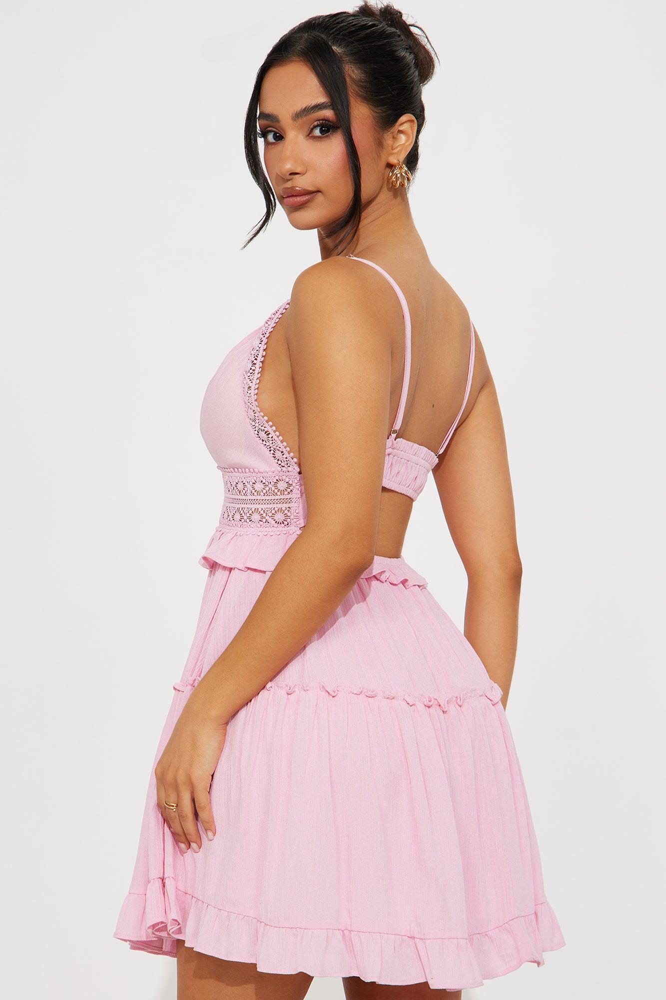Alice Ruffle Mini Dress - Pink Product Image