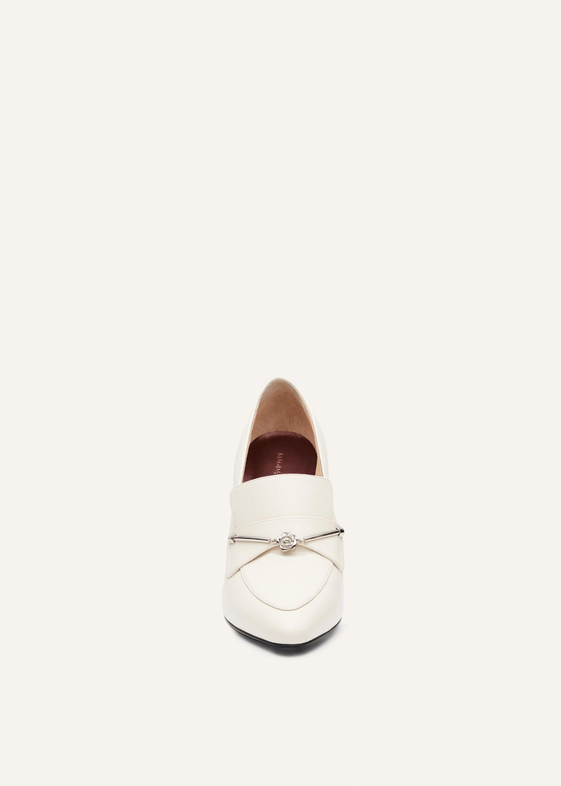 Silver rose loafers in cream leather Product Image