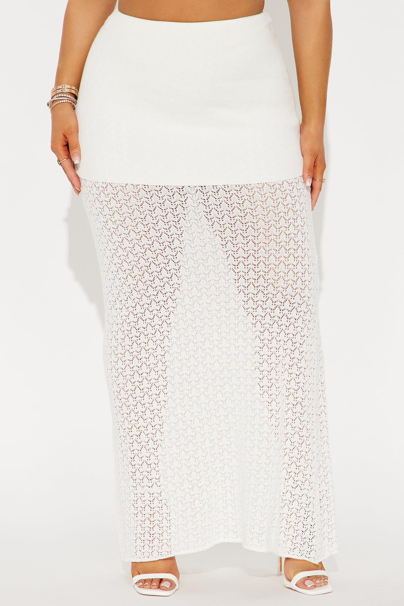 Island Sunsets Crotchet Maxi Skirt - White Product Image
