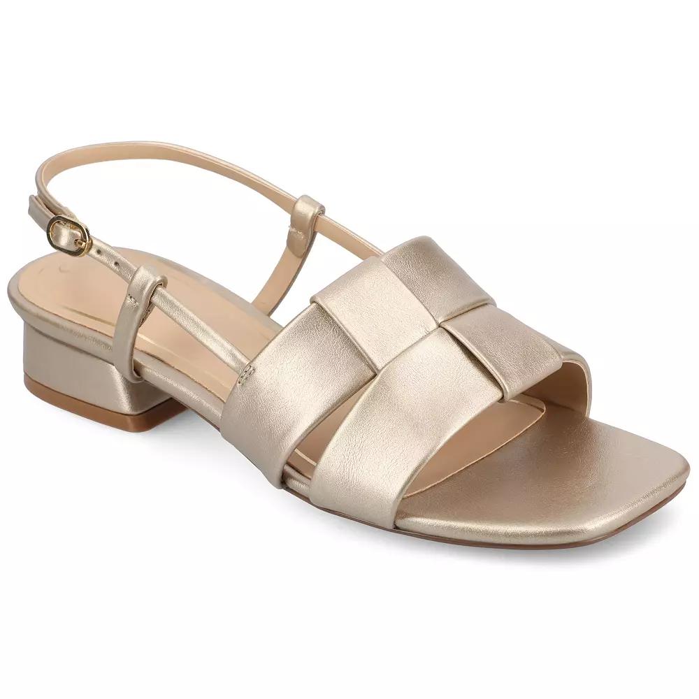 Journee Tabatha Women's Tru Comfort Foam Low Covered Block Heel Sandals, Size: 11, Beige Product Image