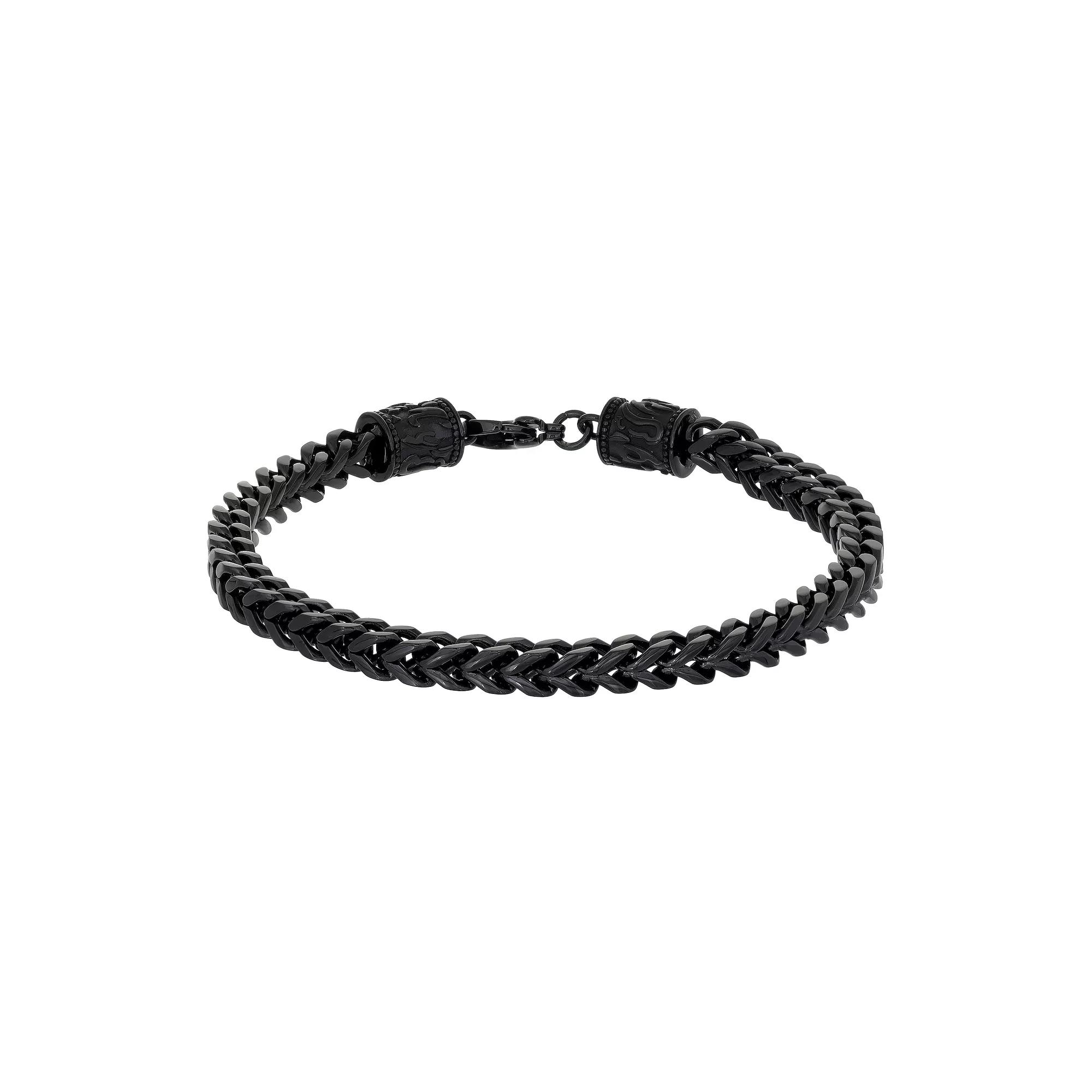 Men's LYNX Black Ion-Plated Stainless Steel Franco Chain Bracelet, Size: 8.75 Product Image