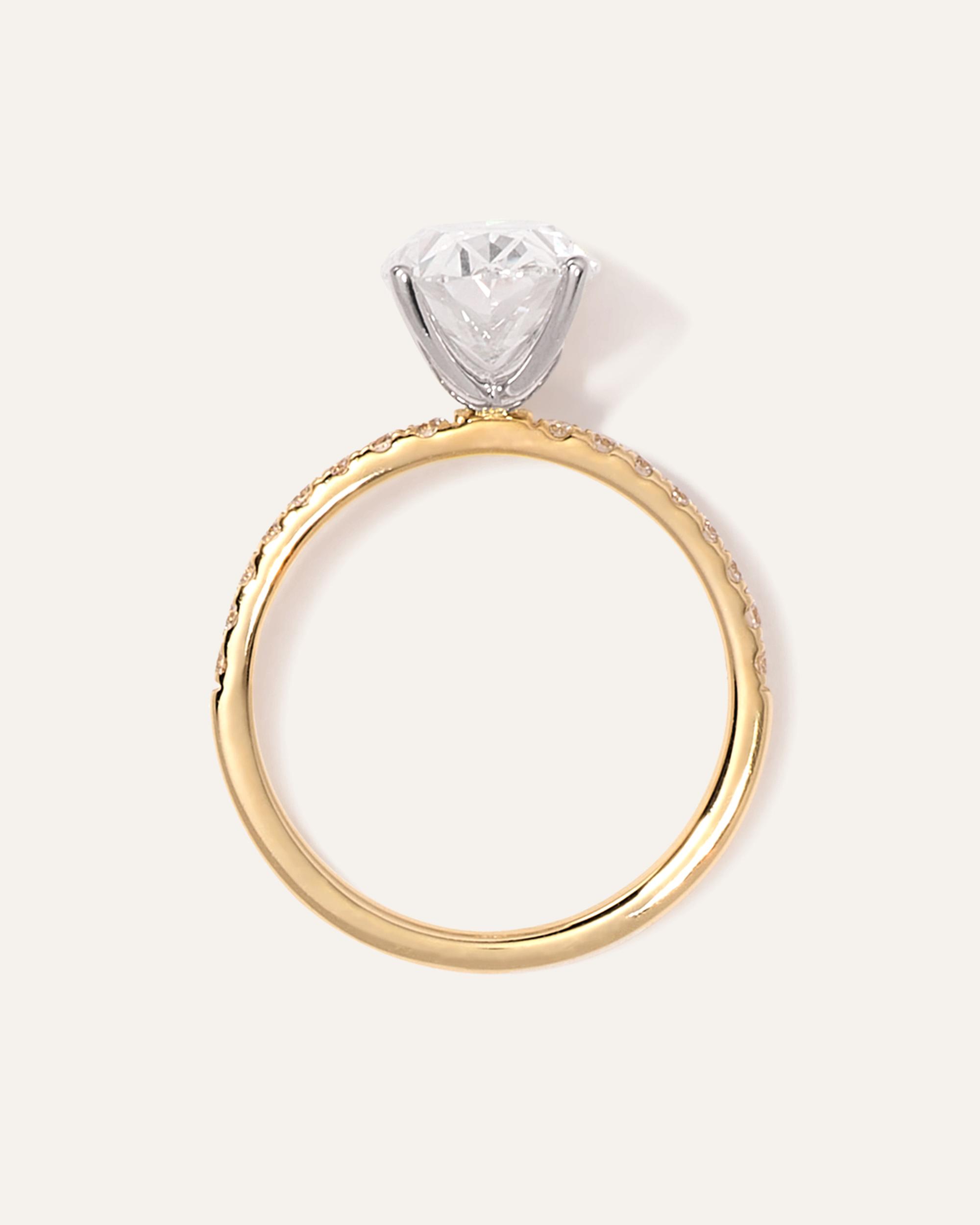 Quince | Women's Lab Grown Diamond Oval Petite Pave Engagement Ring Product Image