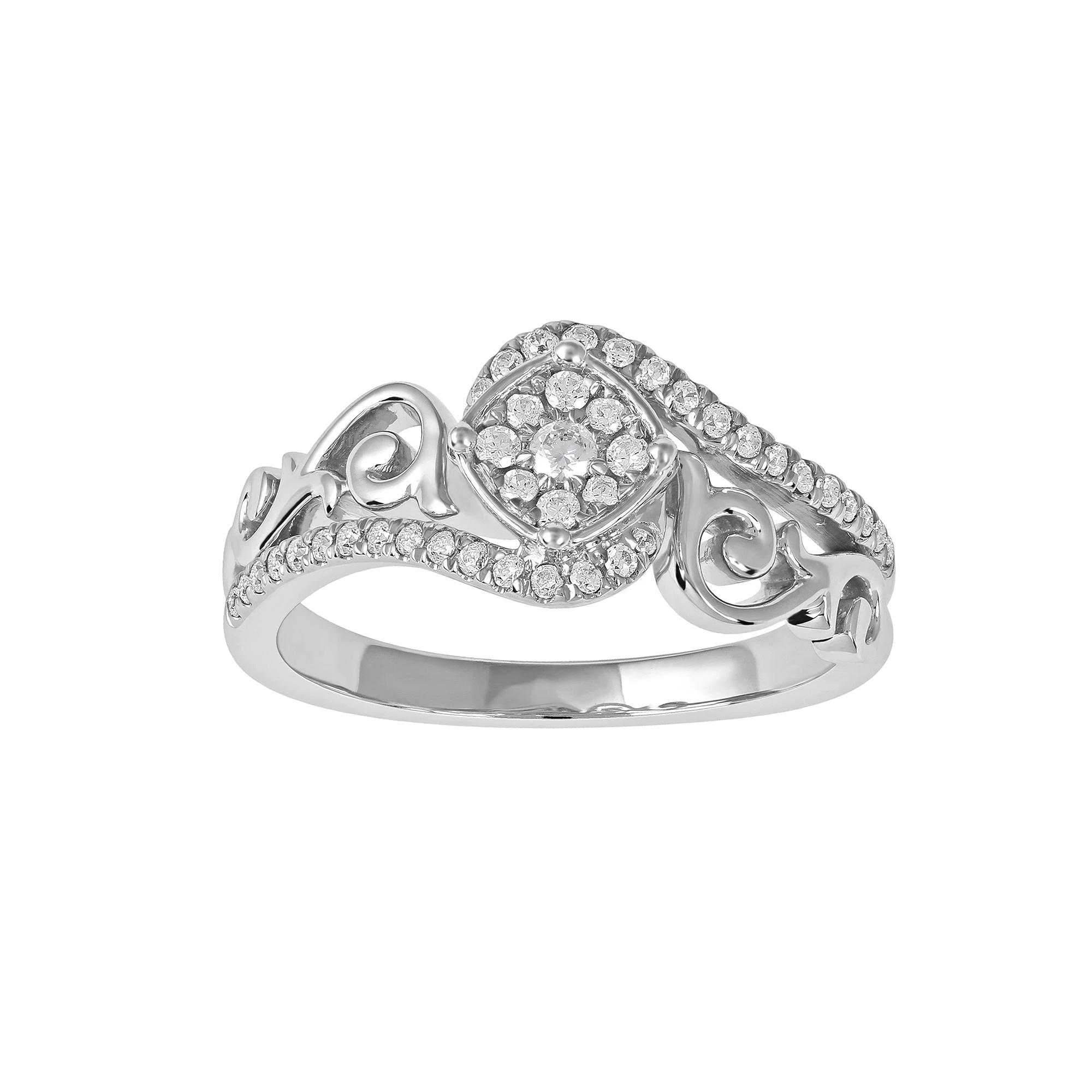 DeCouer Sterling Silver 1/4 Carat T.W. Diamond Bypass Promise Ring, Women's, Size: 6, Silver Tone Product Image