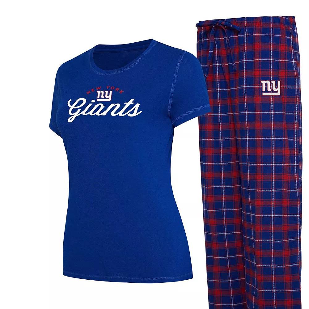 Women's Concepts Sport Royal New York Giants Plus Size Badge T-Shirt & Flannel Pants Sleep Set, Size: 4XL, Blue Product Image