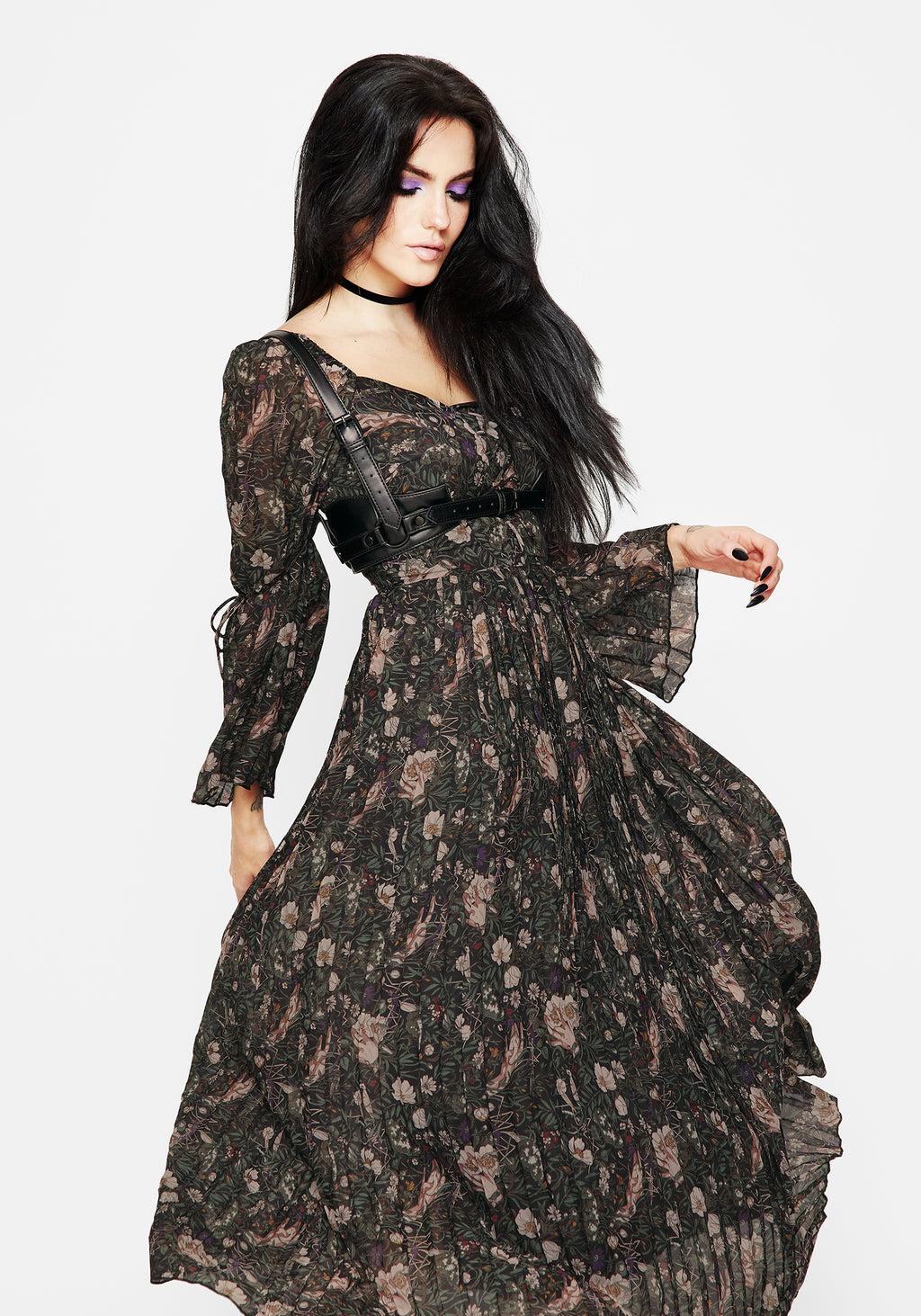 Ophelia Pleated Chiffon Maxi Dress Product Image