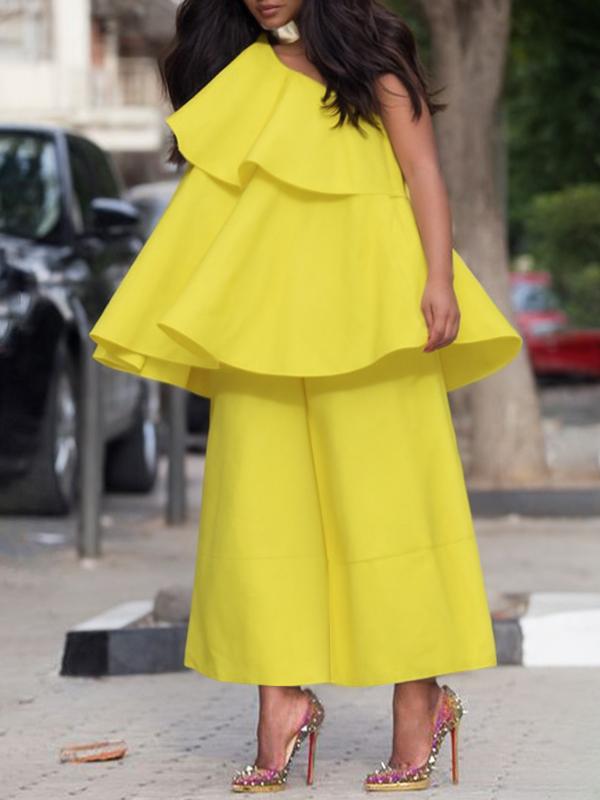 High Waisted Loose Pockets Solid Color Pants Trousers Product Image