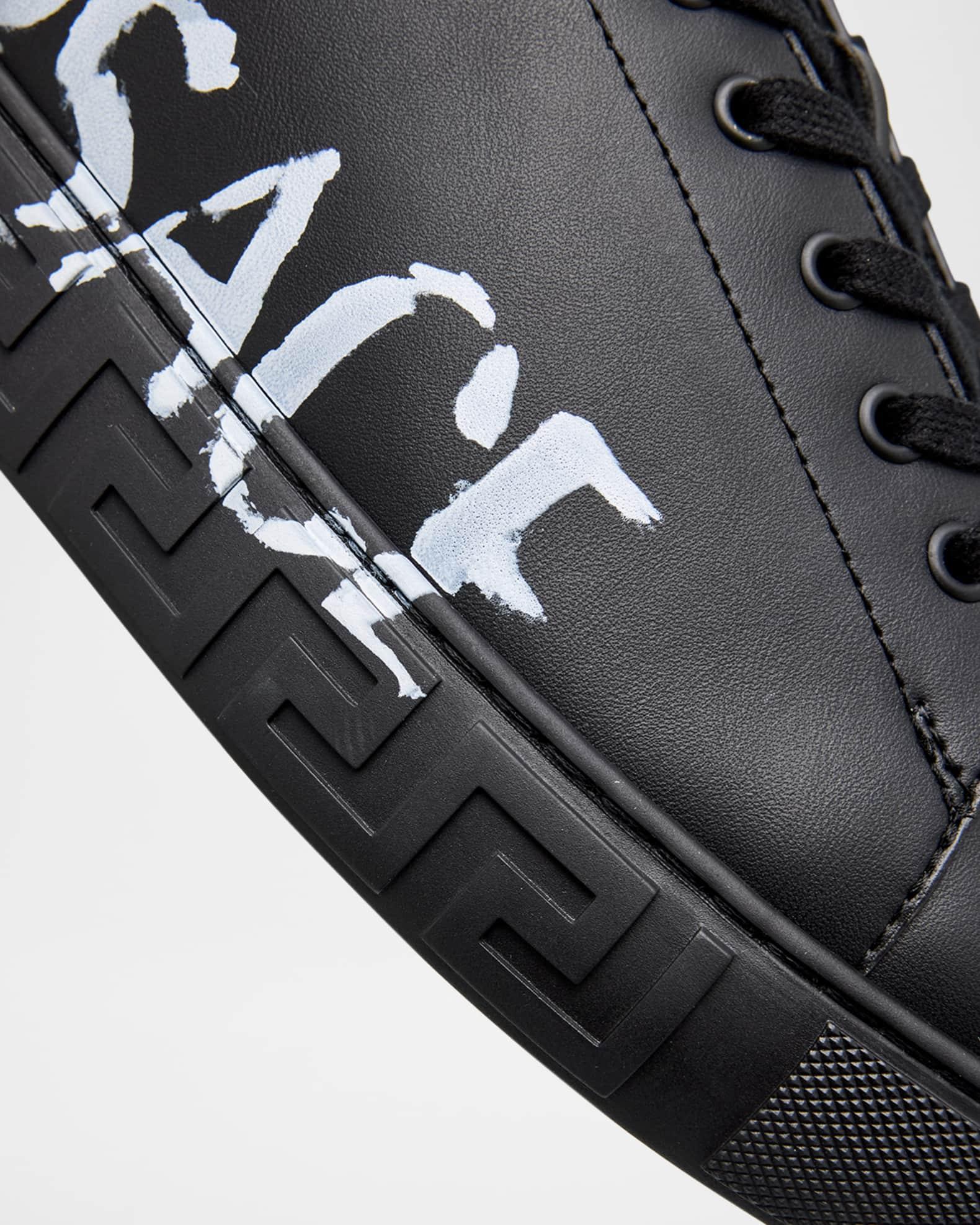 Men's Distressed Logo Greca Sneakers Product Image