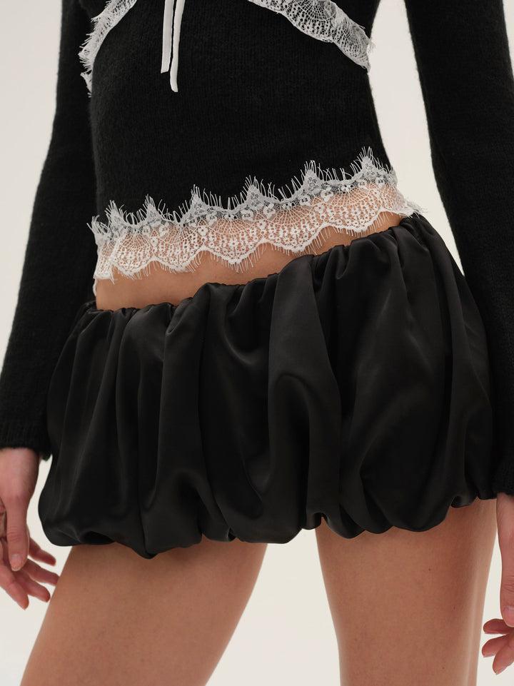 Lena Bubble Mini Skirt — Black Product Image