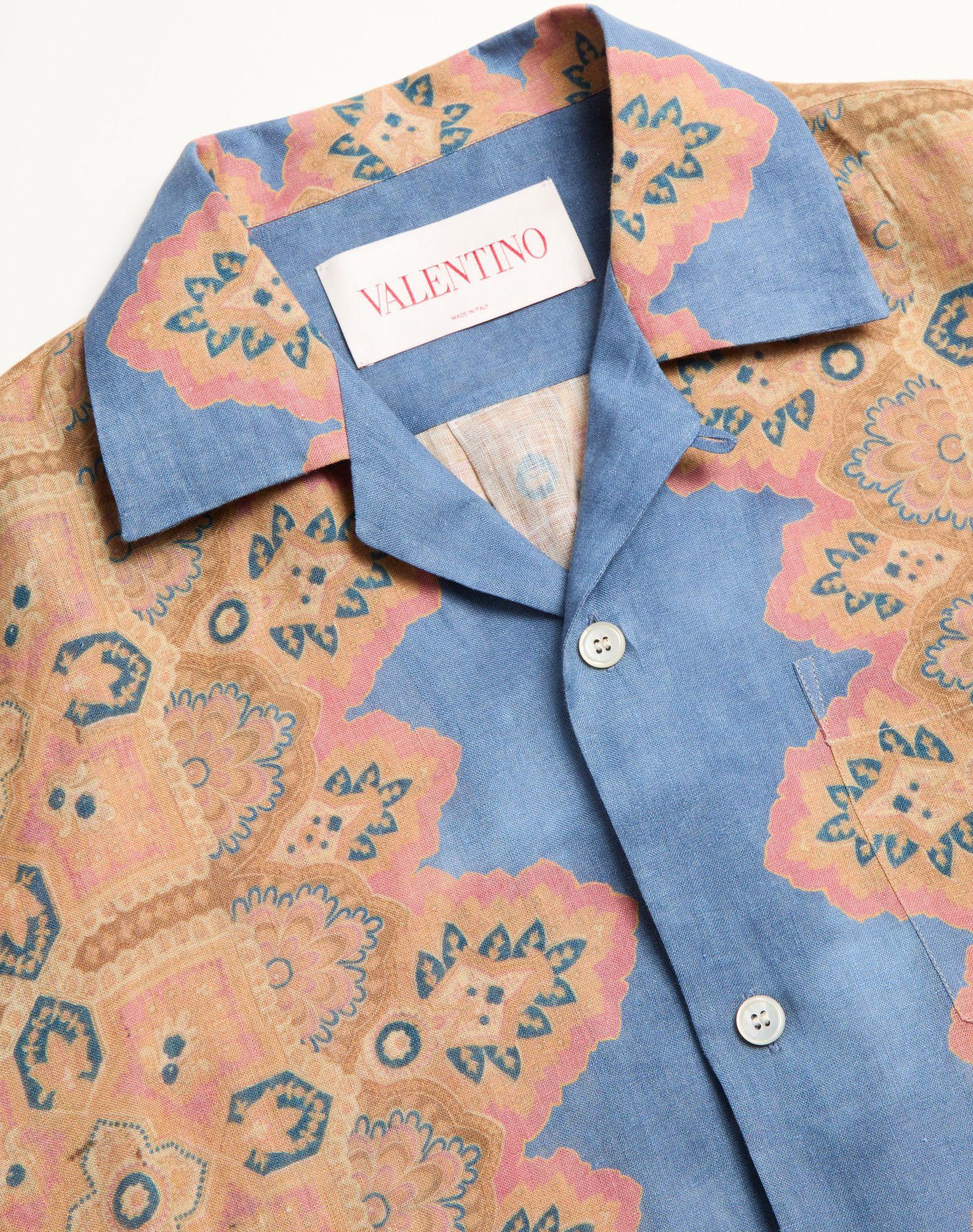 Linen Bowling Shirt With Voyage Imaginaire Print Product Image