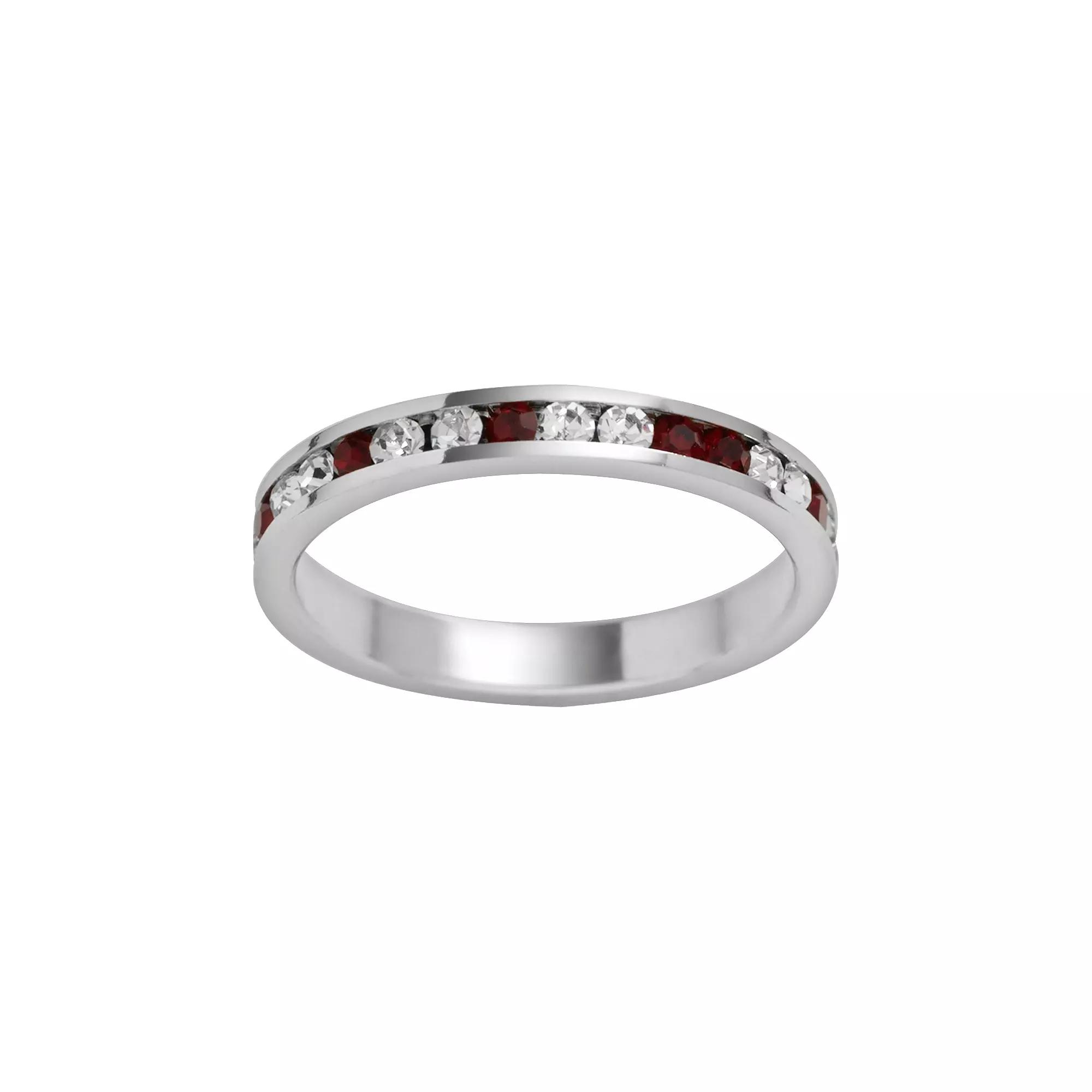 Traditions Jewelry Company Sterling Silver Crystal Eternity Ring, Womens Red Product Image