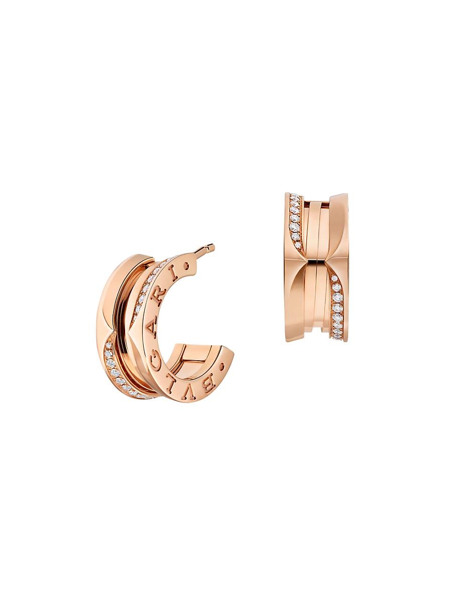 Womens B01 18K Rose Gold & 0.22 TCW Diamond Pav Hoop Earrings Product Image