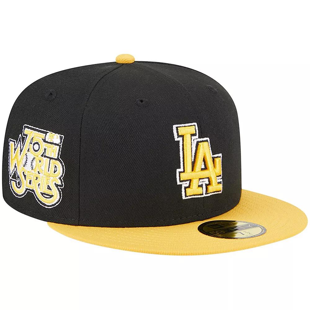 Men's New Era Black/Gold Los Angeles Dodgers 59FIFTY Fitted Hat, Size: 8 Product Image
