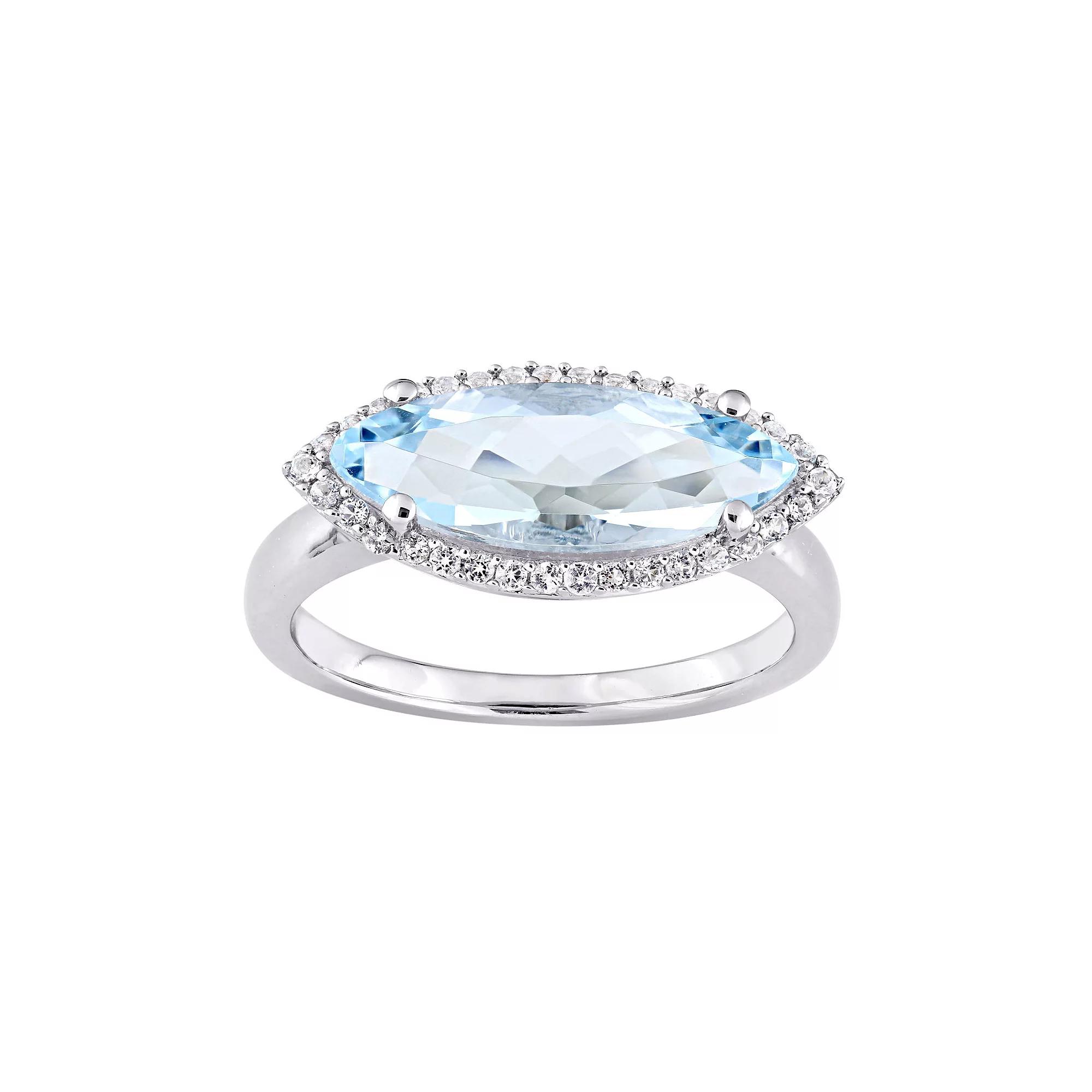 Stella Grace Sterling Silver Blue & White Topaz Marquise Ring, Women's,  Product Image