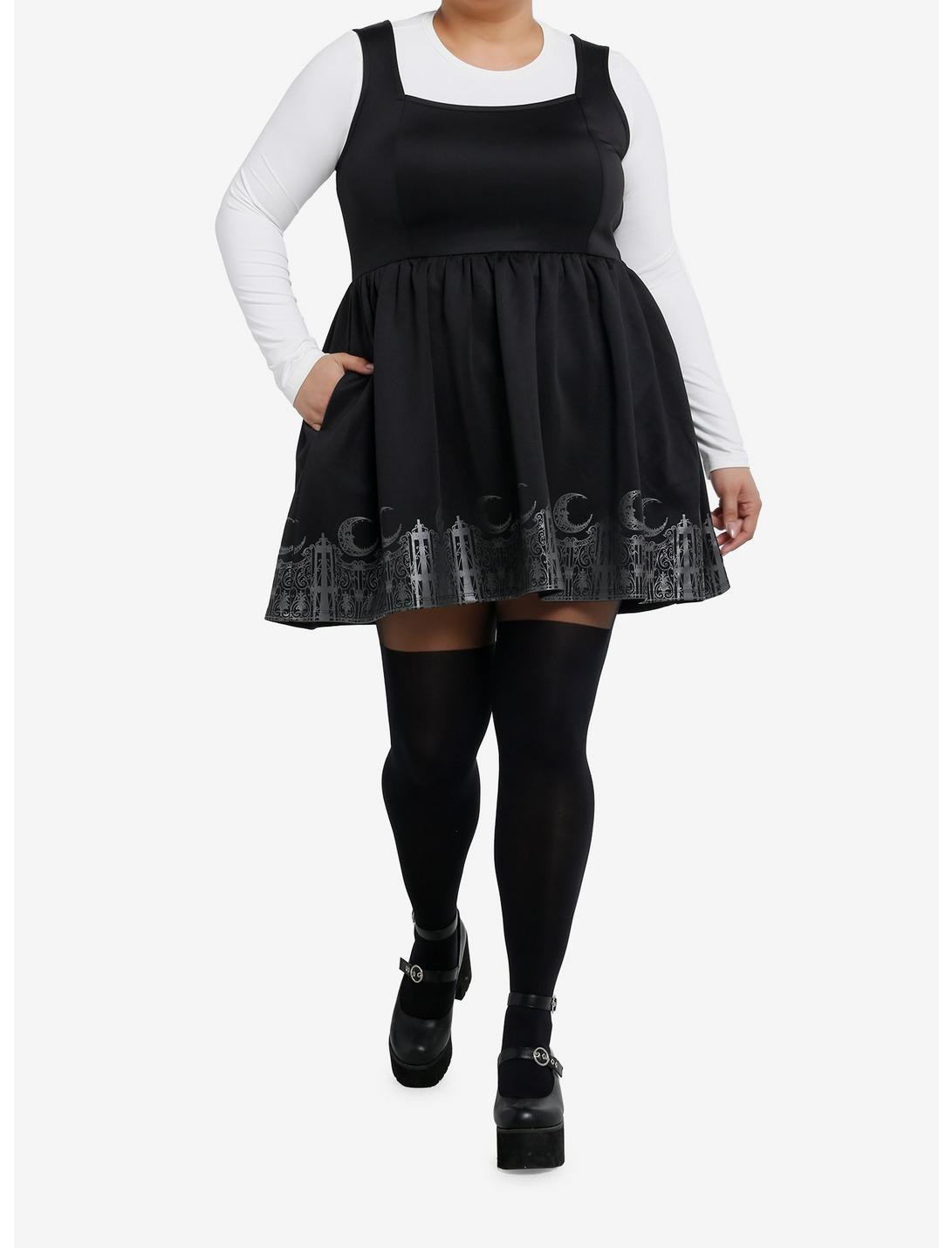 Cosmic Aura Black Gothic Border Skater Dress Plus Size Product Image